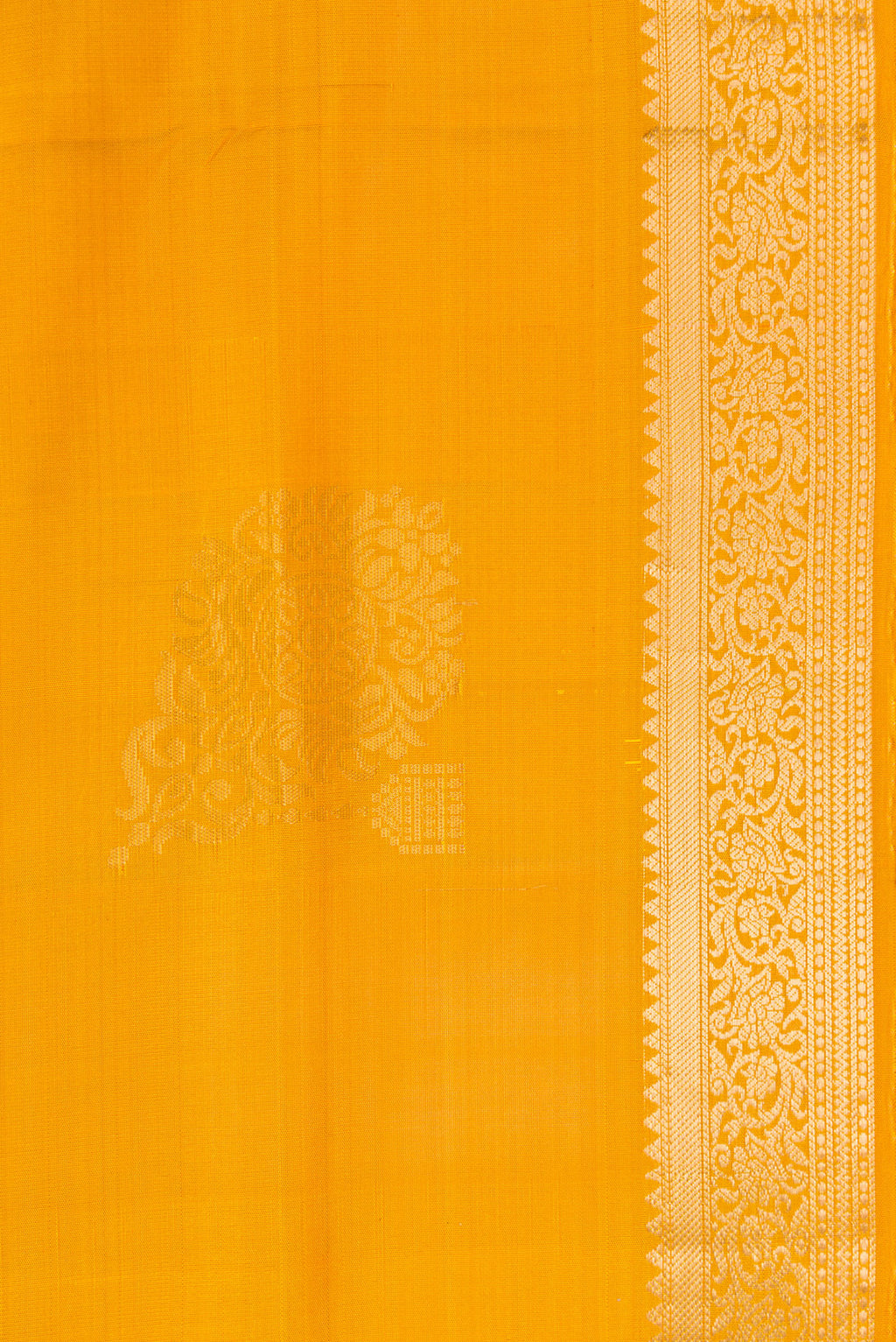 Border image of Mustard Dual Tone Soft Silk Saree with Zari Butta on the body and Zari Border. 