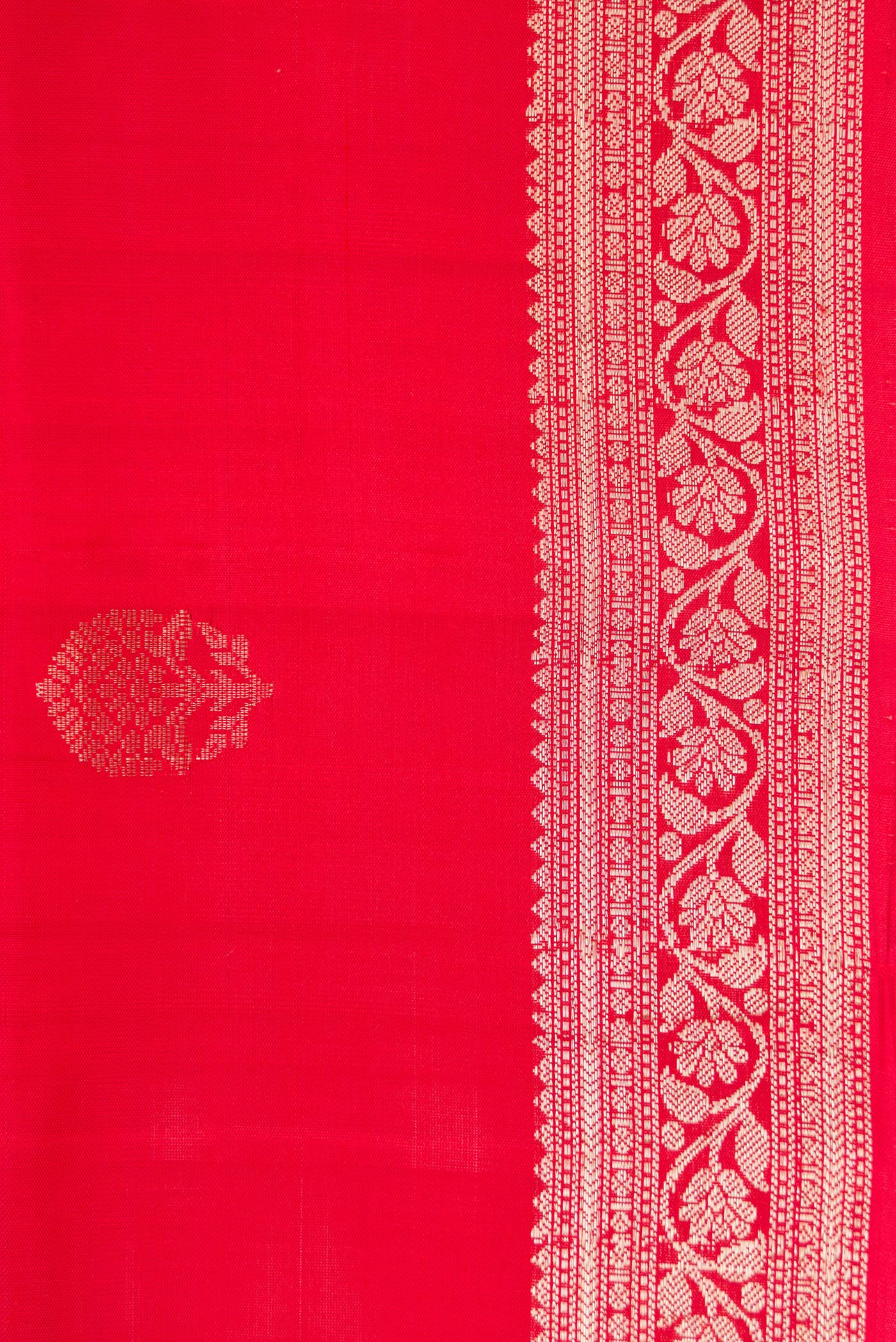 Border image of Red Dual Tone Soft Silk Saree with Zari Butta on the body and Zari Border. 