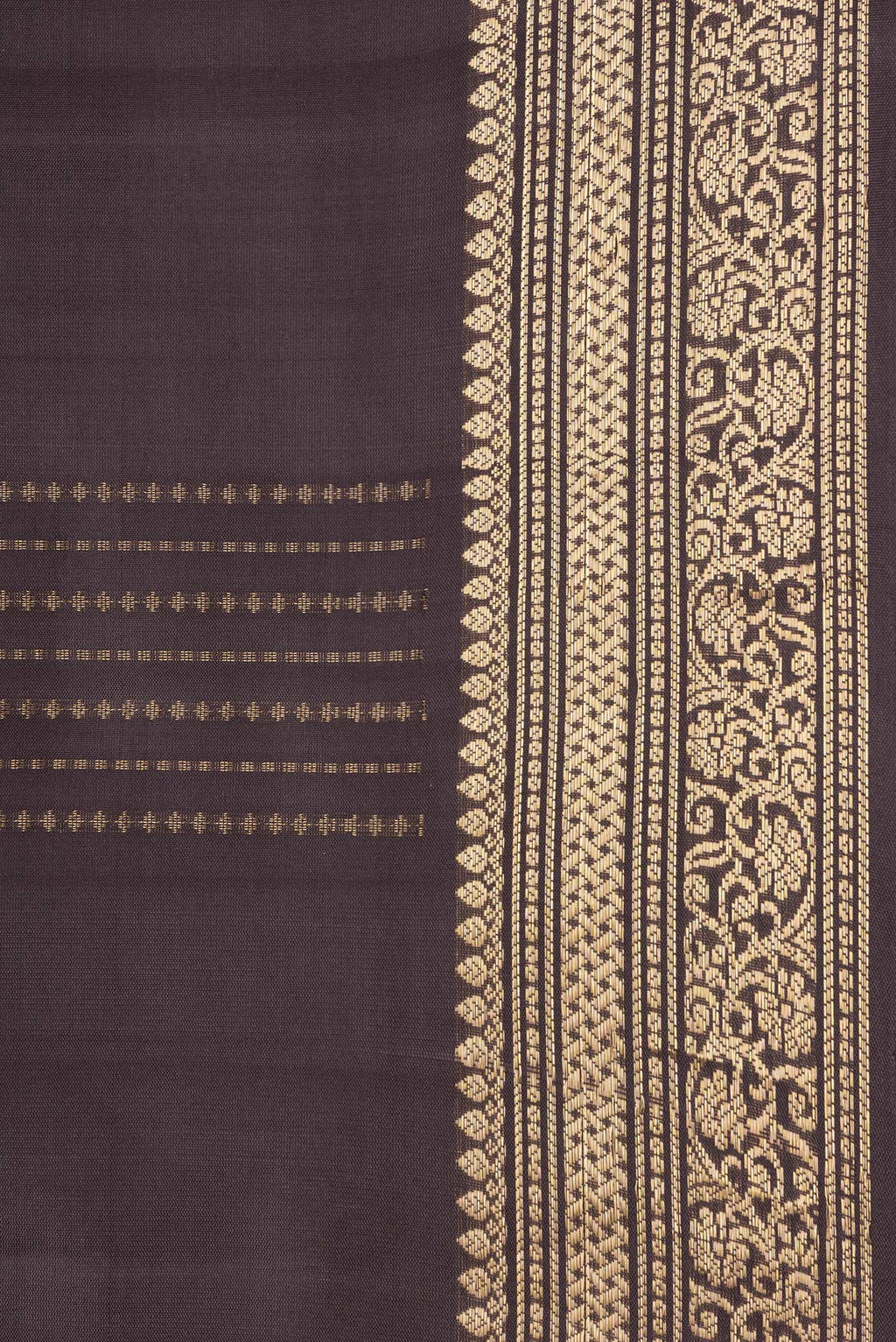 Border image of Brown Dual Tone Soft Silk Saree with Zari Butta on the body and Zari Border. 