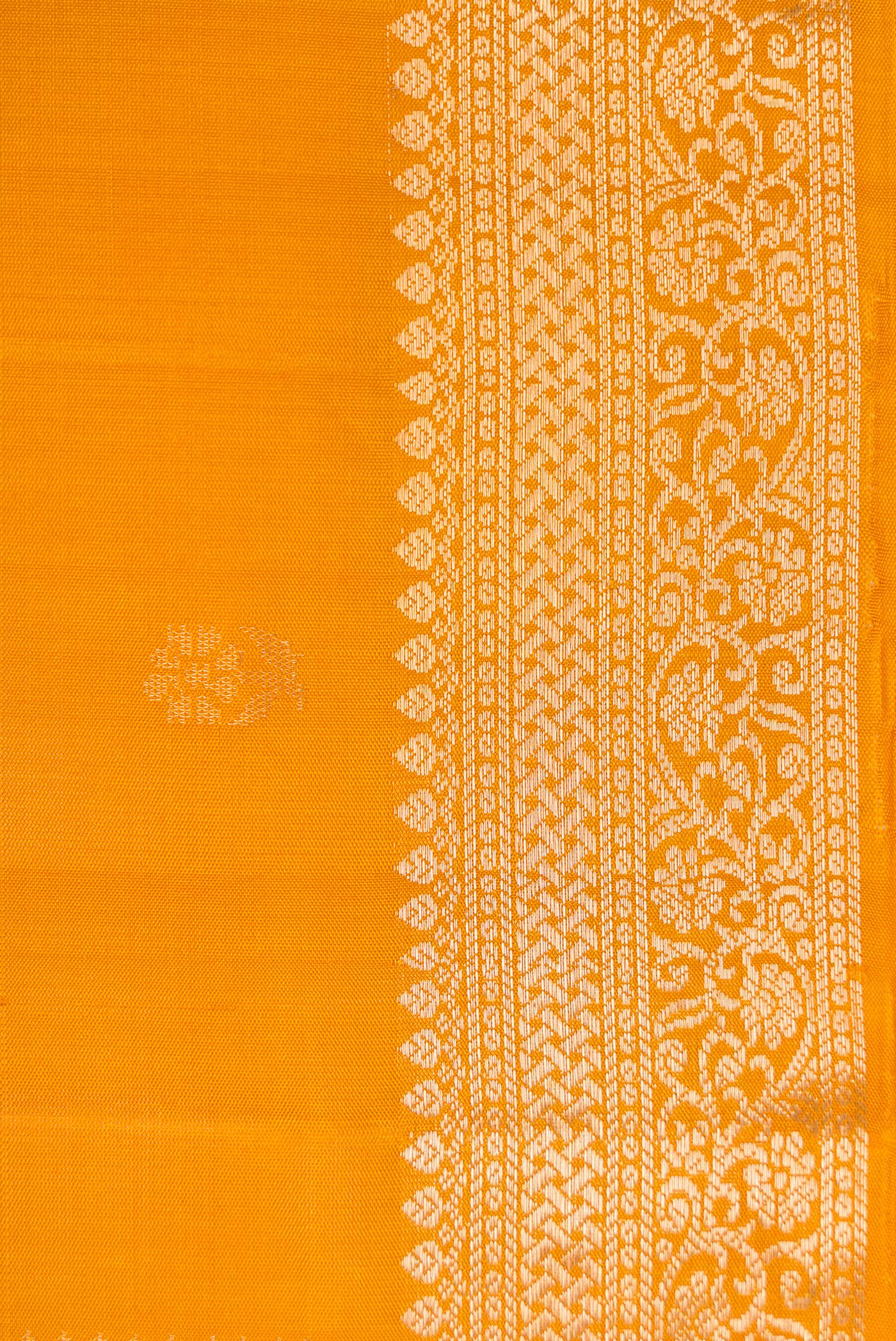 Border image of Mustard Dual Tone Soft Silk Saree with Stripes on the body and Zari Border. 