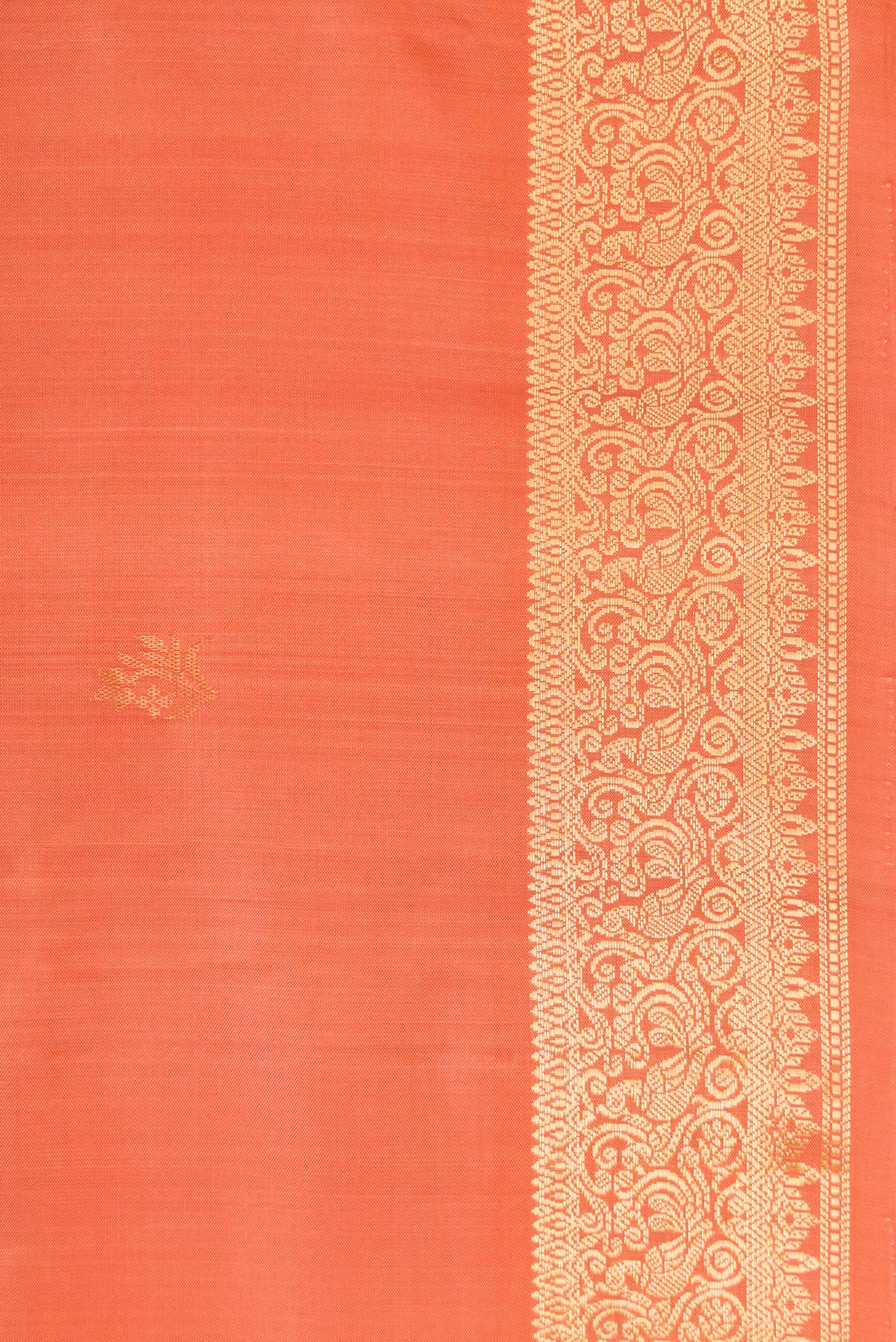 Border image of Golden Peach Dual Tone Soft Silk Saree with Zari Butta on the body and Zari Border. 