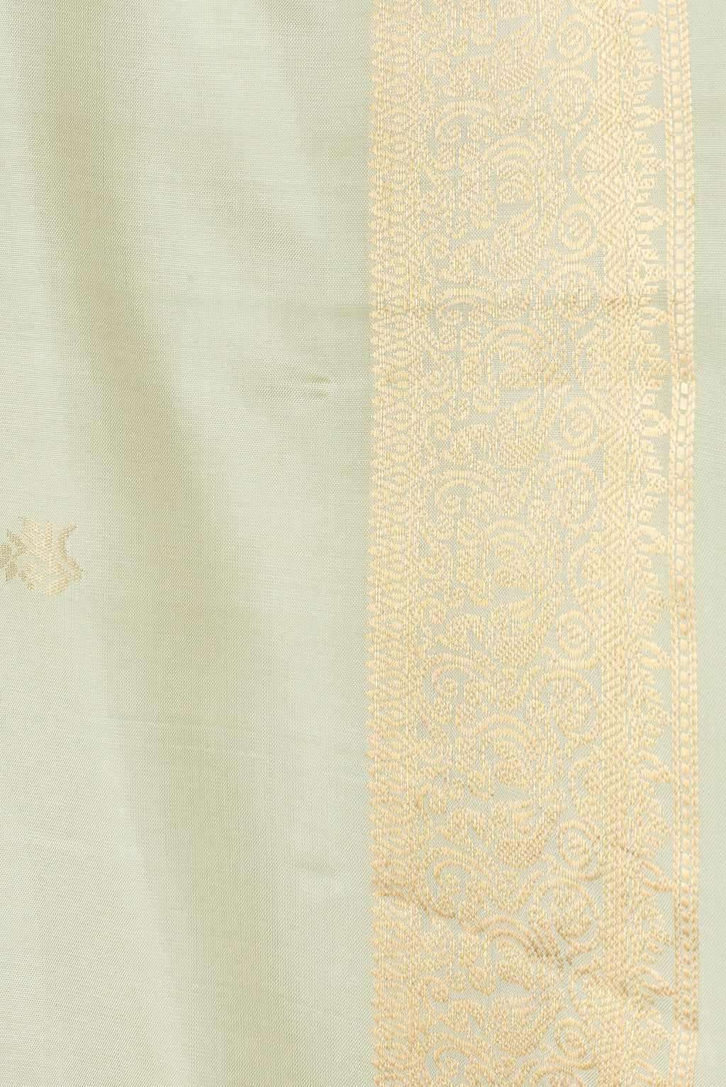 Border image of Pista Green Dual Tone Soft Silk Saree with Zari Butta on the body and Zari Border. 