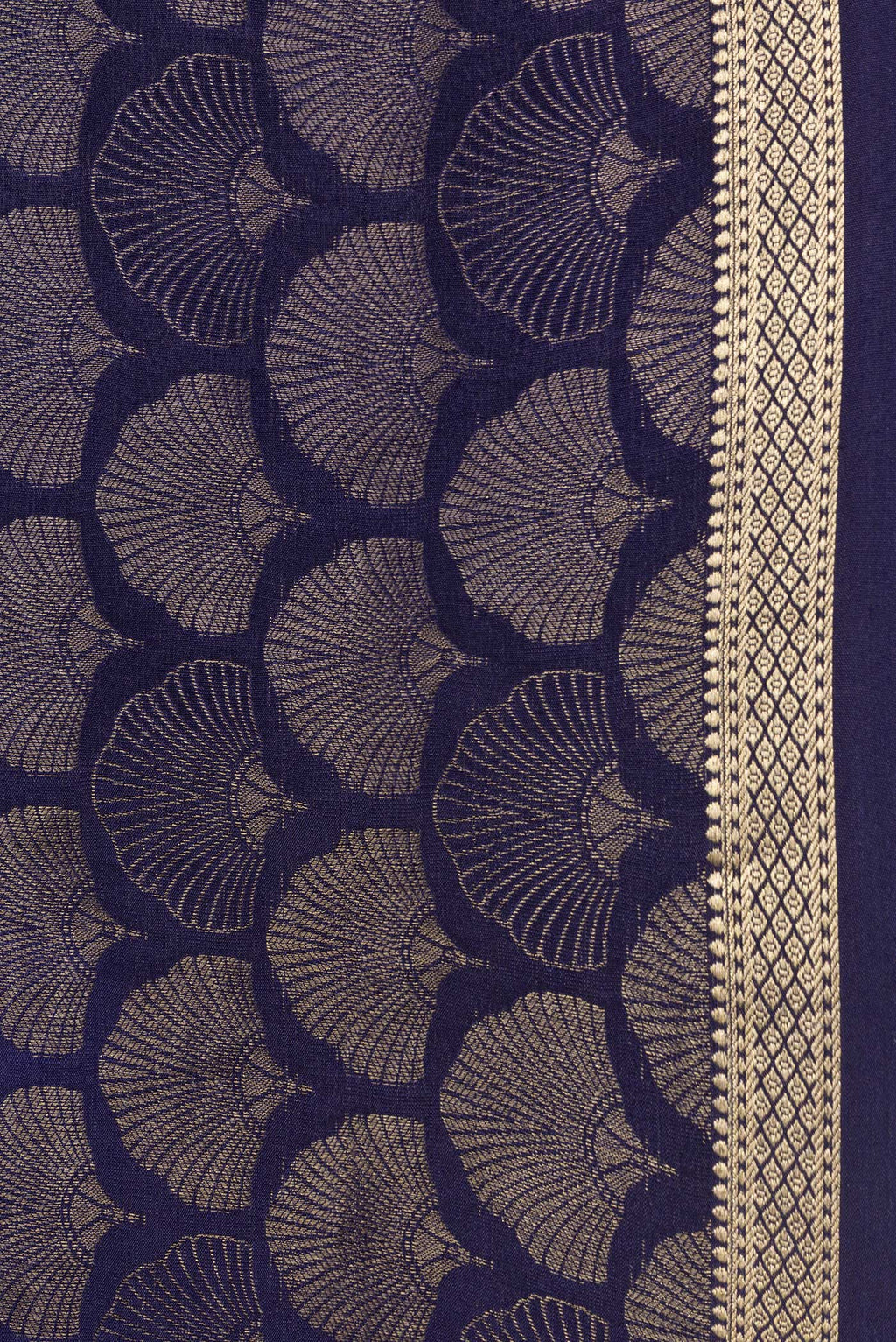 Border image of Navy Blue Dual Tone Tussar Silk Saree with Zari Brocade on the body and Zari Border. 