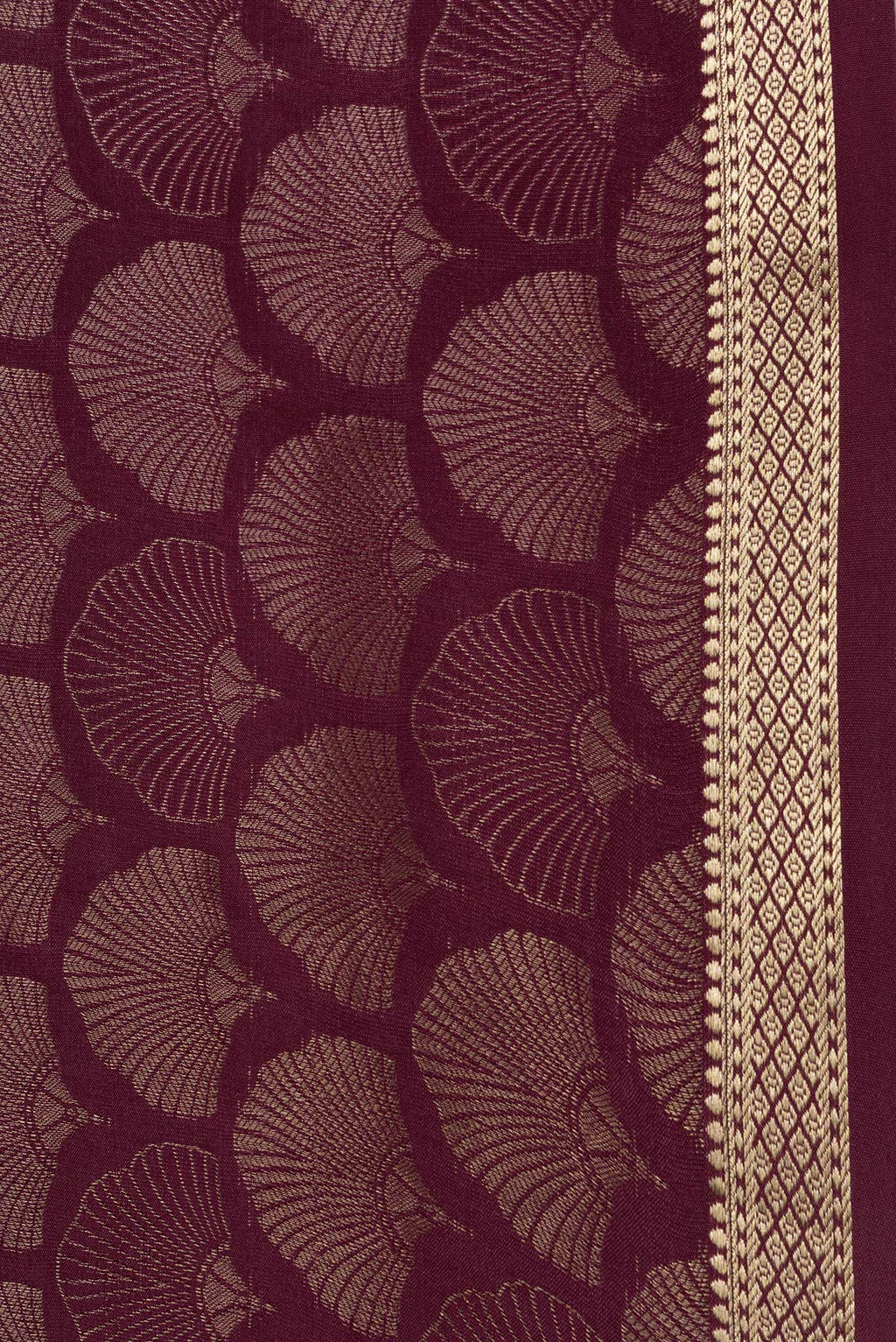 Border image of Maroon Dual Tone Tussar Silk Saree with Zari Brocade on the body and Zari Border. 
