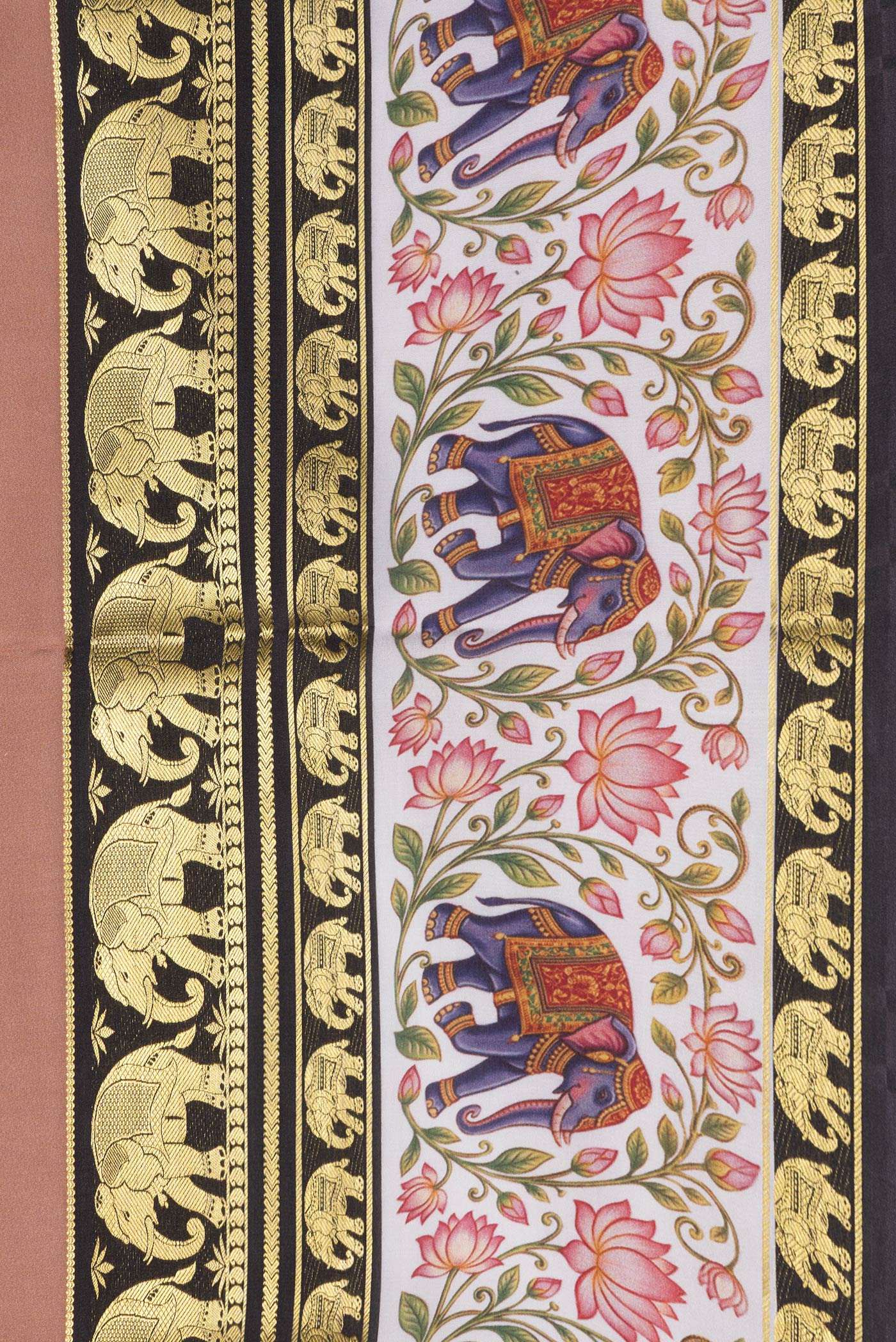 Border image of Brown Dual Tone Mysore Silk Saree with Plain Body and Fancy Border. 