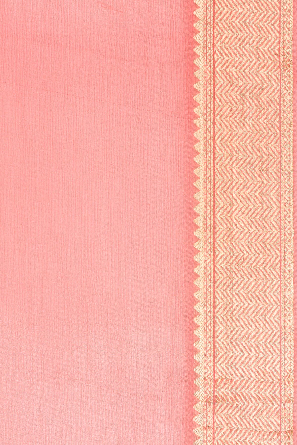 Border image of Peach Dual Tone Mysore Chiffon Saree with Plain Body and Zari Border. 