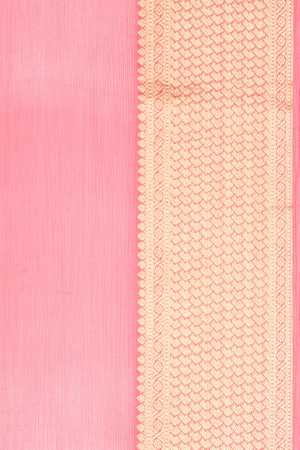 Border image of Pink Dual Tone Mysore Chiffon Saree with Plain Body and Zari Border. 