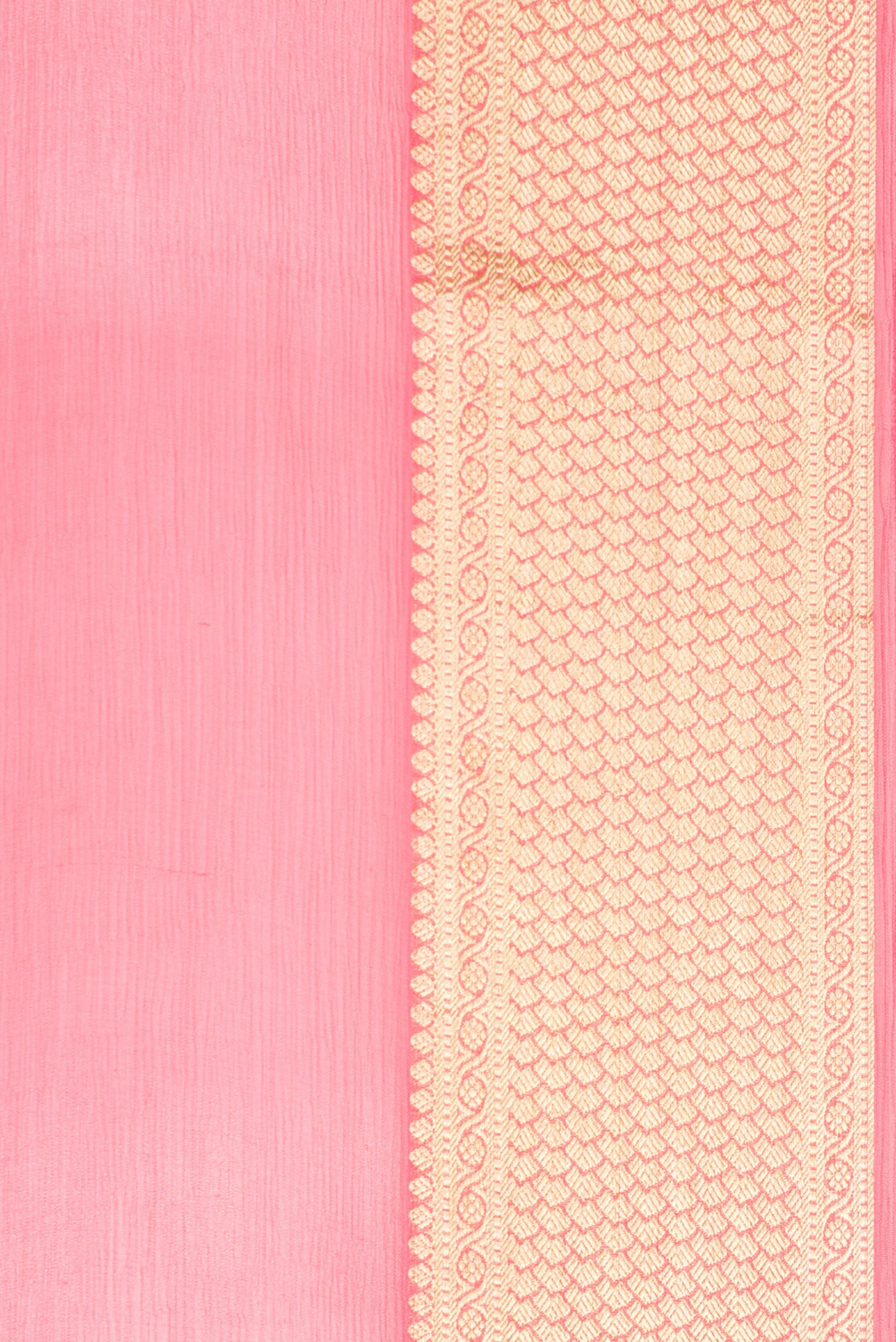 Border image of Pink Dual Tone Mysore Chiffon Saree with Plain Body and Zari Border. 