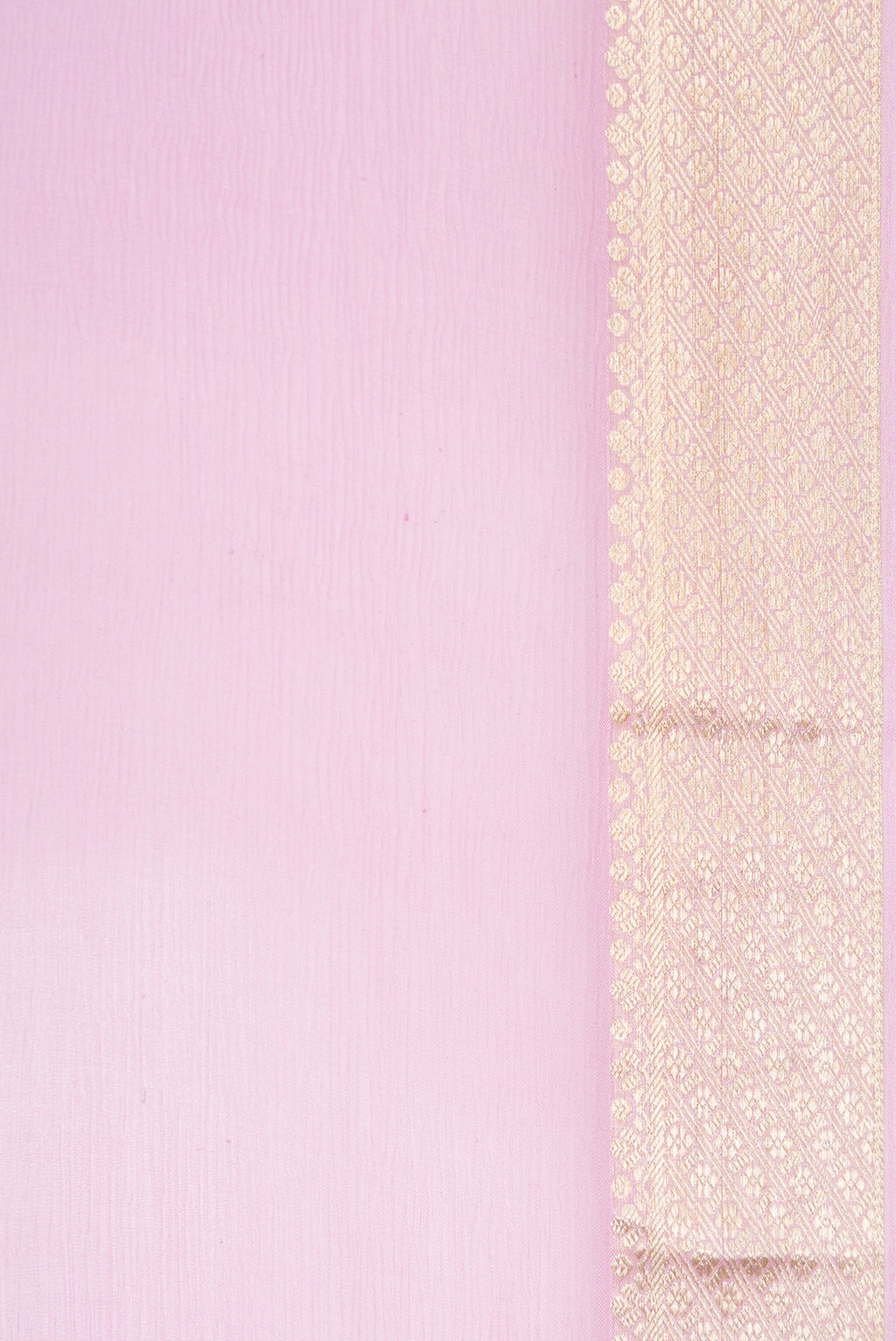 Border image of Lavender Dual Tone Mysore Chiffon Saree with Plain Body and Zari Border. 