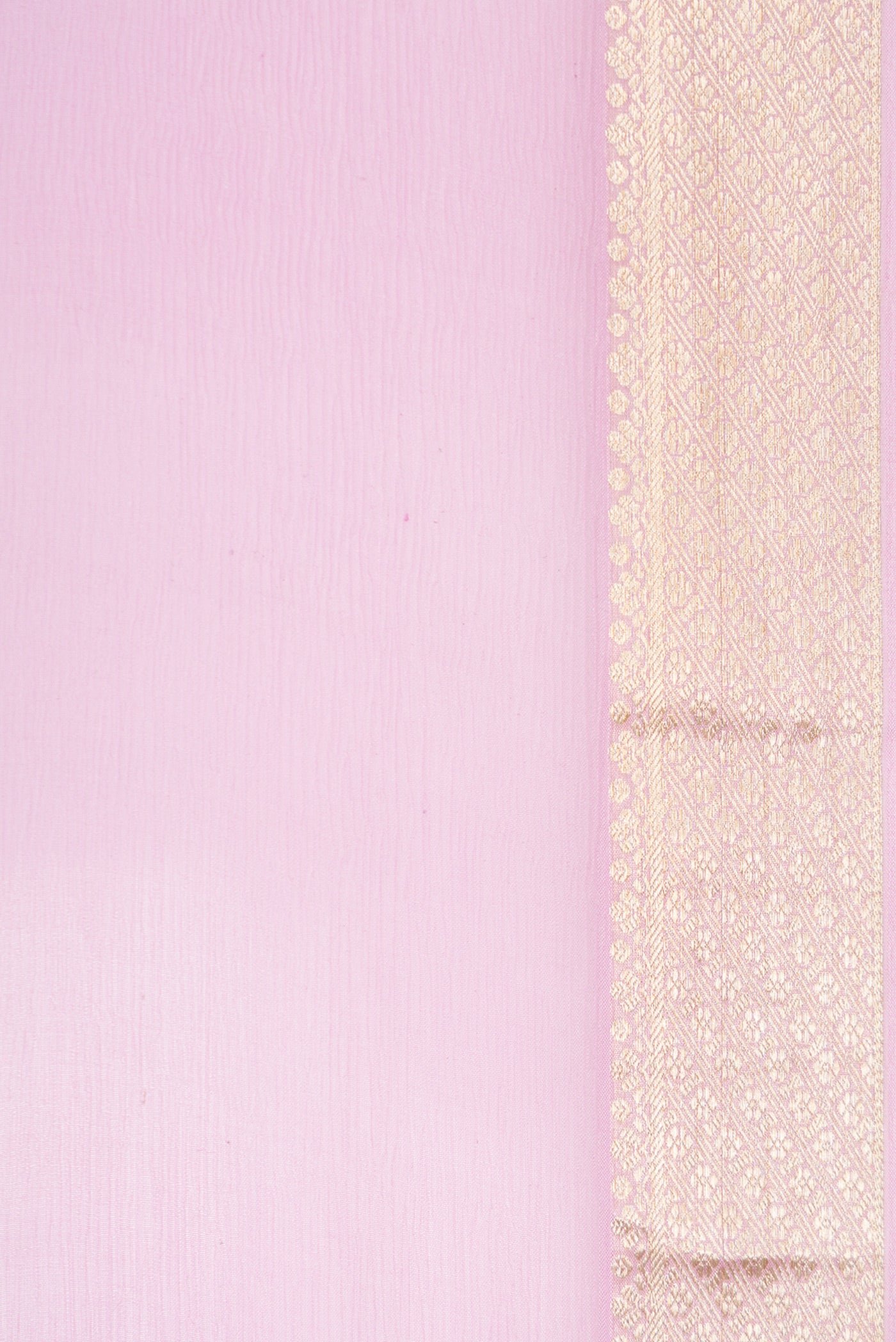 Border image of Lavender Dual Tone Mysore Chiffon Saree with Plain Body and Zari Border. 