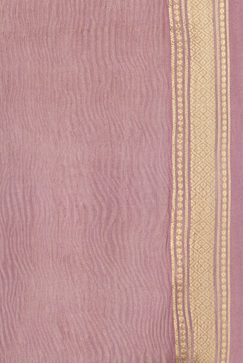 Border image of Rose Gold Dual Tone Mysore Georgette Saree with Plain Body and Zari Border. 