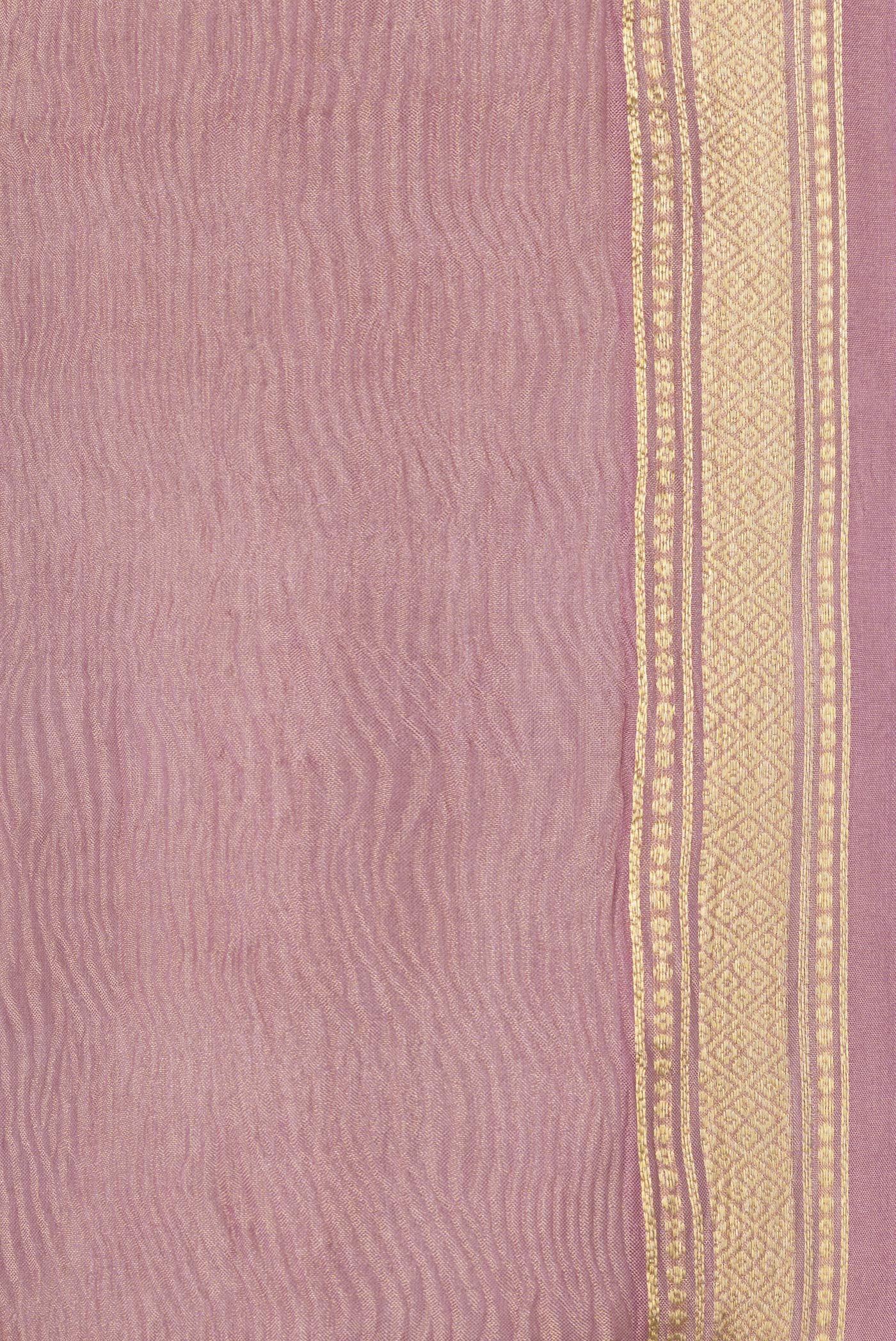 Border image of Rose Gold Dual Tone Mysore Georgette Saree with Plain Body and Zari Border. 