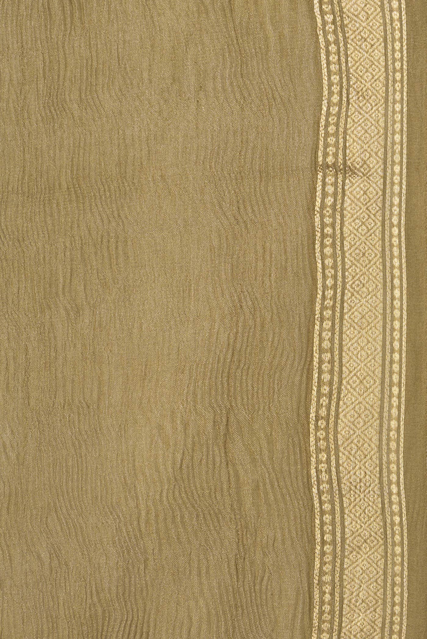 Border image of Mehandi Green Dual Tone Mysore Georgette Saree with Plain Body and Zari Border. 
