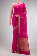 Pink Dual Tone Mysore Georgette Saree with Zari Butta on the body and Zari Border.  displayed on a mannequin