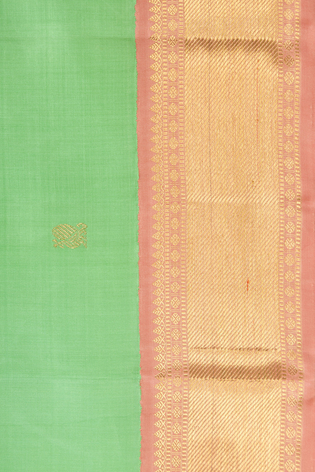 Border image of Light Green Dual Tone Kanjivaram Silk Saree with Zari Butta on the body and Zari Border. 