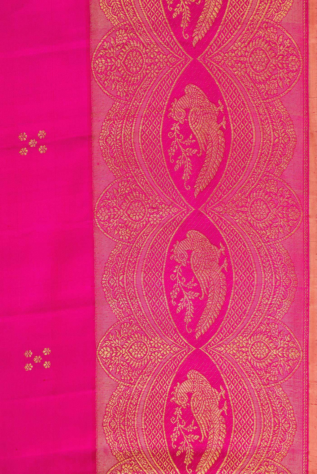 Border image of Pure Silk Pure Zari Pink Dual Tone Kanchipuram Saree with Zari Butta on the body and Fancy Border. 