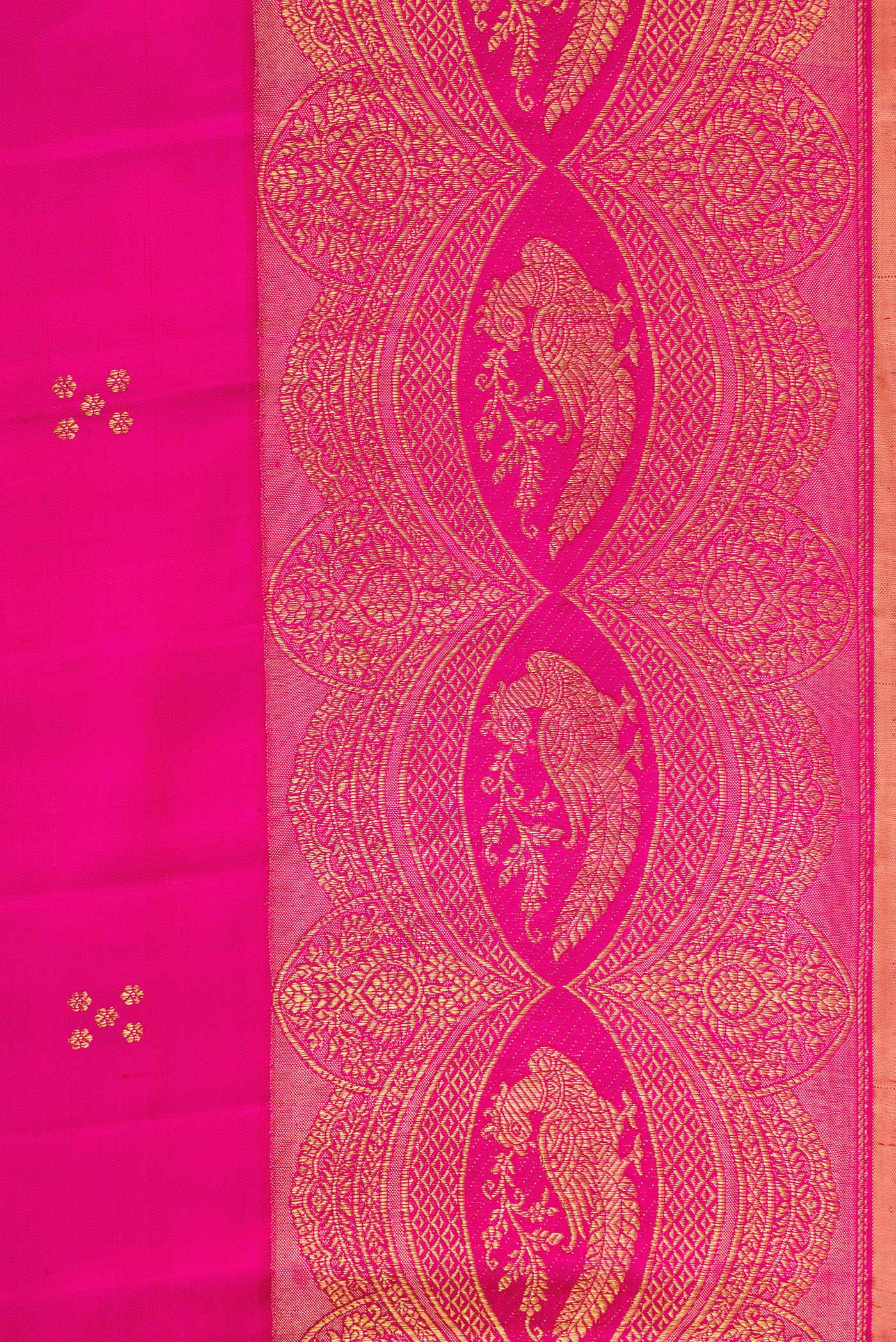 Border image of Pure Silk Pure Zari Pink Dual Tone Kanchipuram Saree with Zari Butta on the body and Fancy Border. 