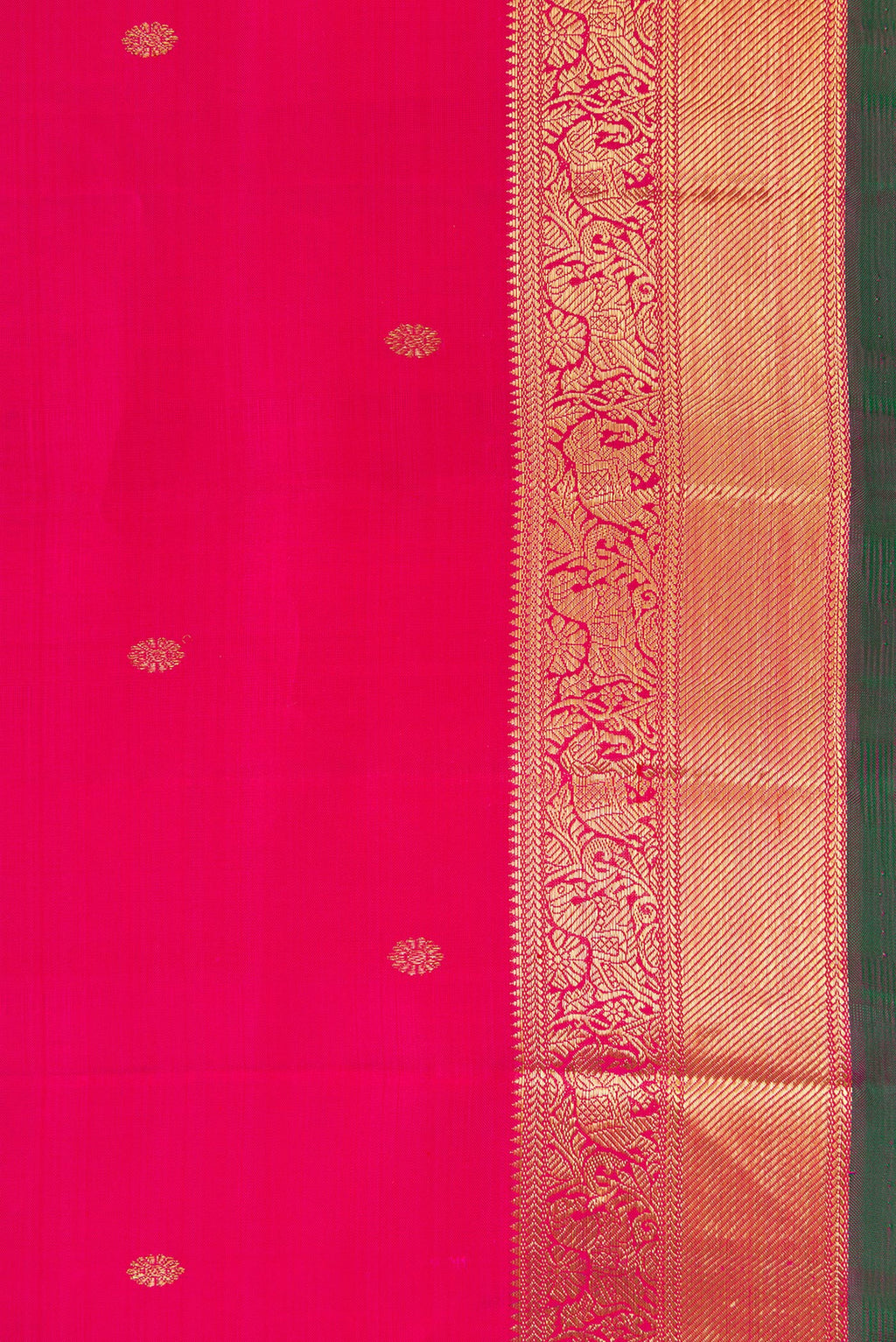 Border image of Pure Silk Pure Zari Pink Dual Tone Kanjivaram Saree with Zari Butta on the body and Zari Border. 