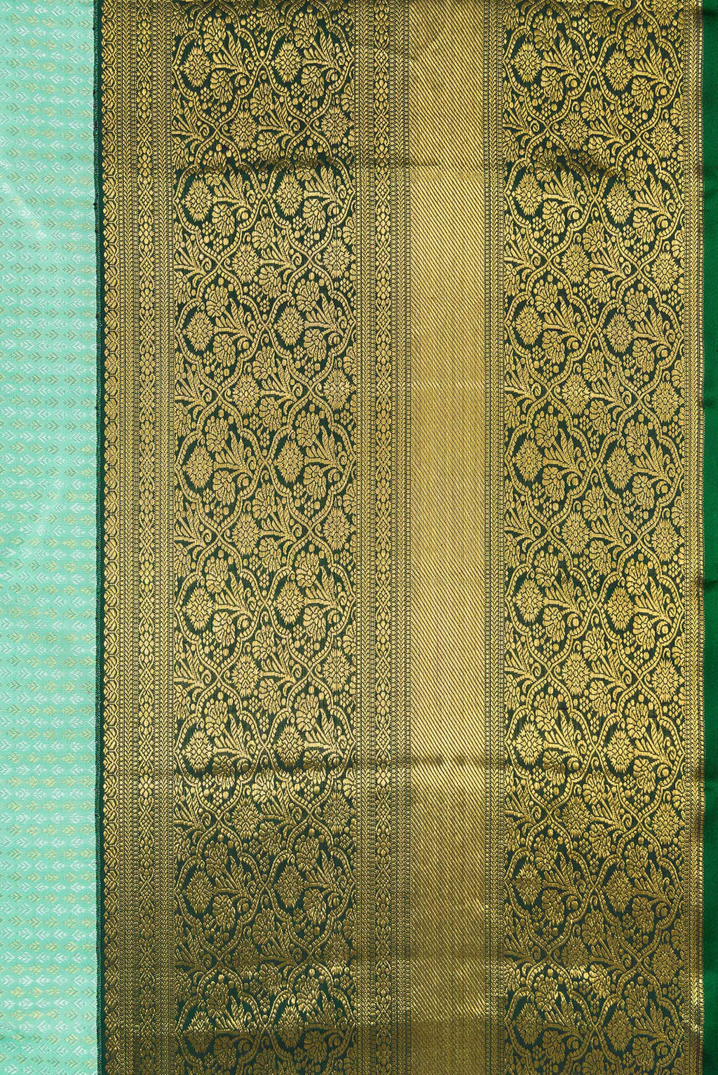 Border image of Light Green Dual Tone Kanjivaram Silk Saree with Zari Brocade on the body and Zari Border. 