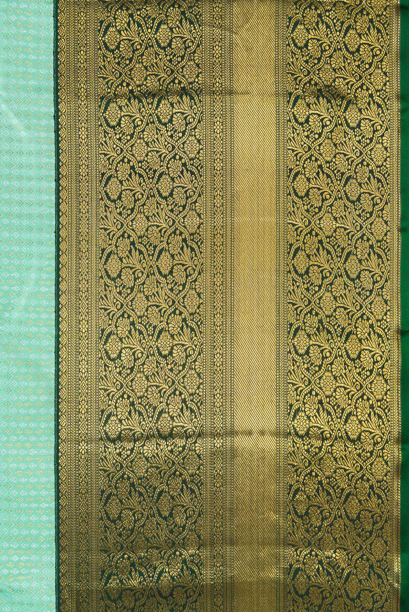 Border image of Light Green Dual Tone Kanjivaram Silk Saree with Zari Brocade on the body and Zari Border. 