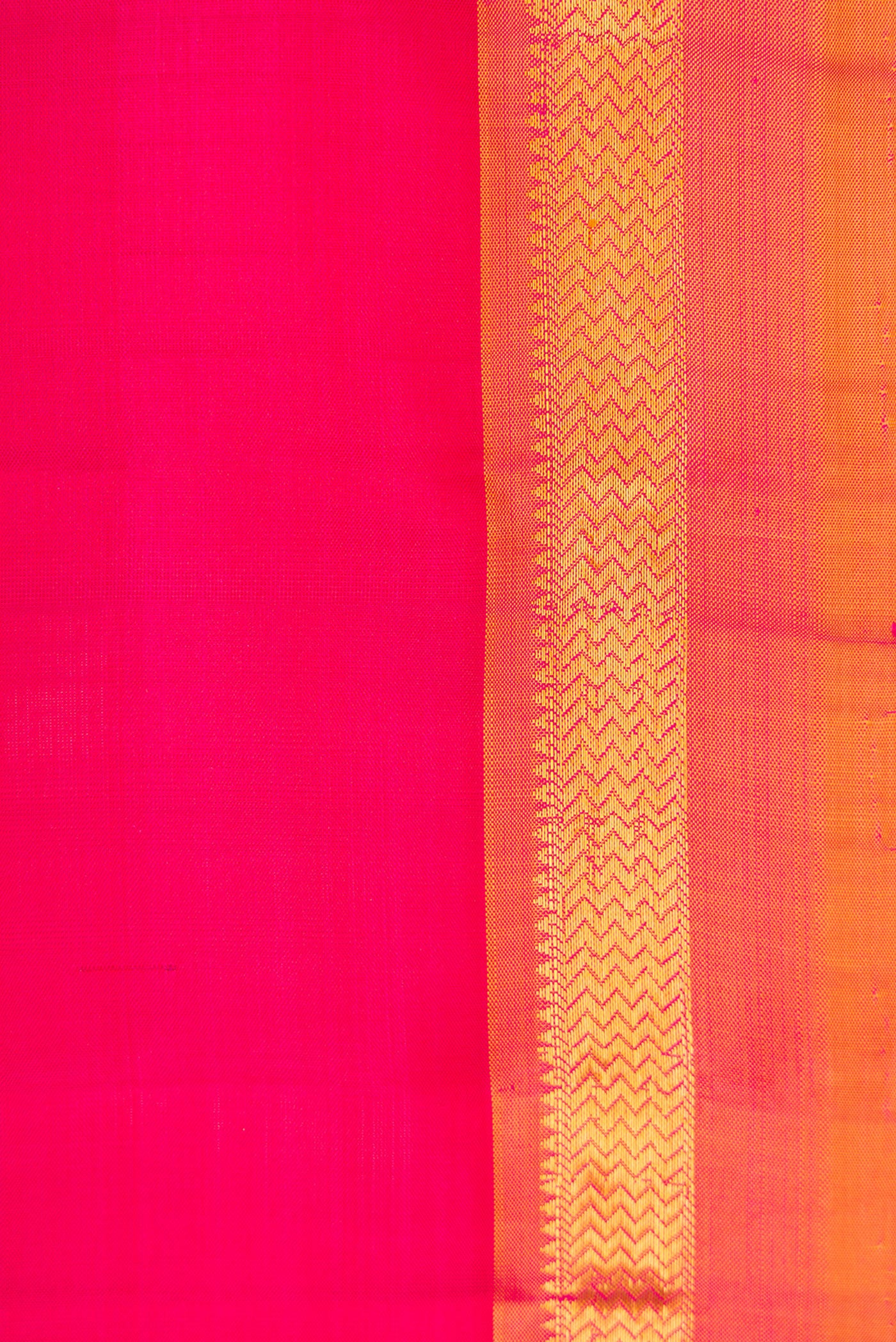 Border image of Pink Dual Tone Kanjivaram Silk Saree with Plain Body and Zari Border. 