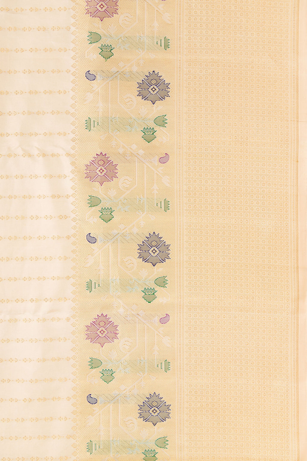 Border image of Sandal Dual Tone Kanchipuram Silk Saree with Stripes on the body and Fancy Border. 