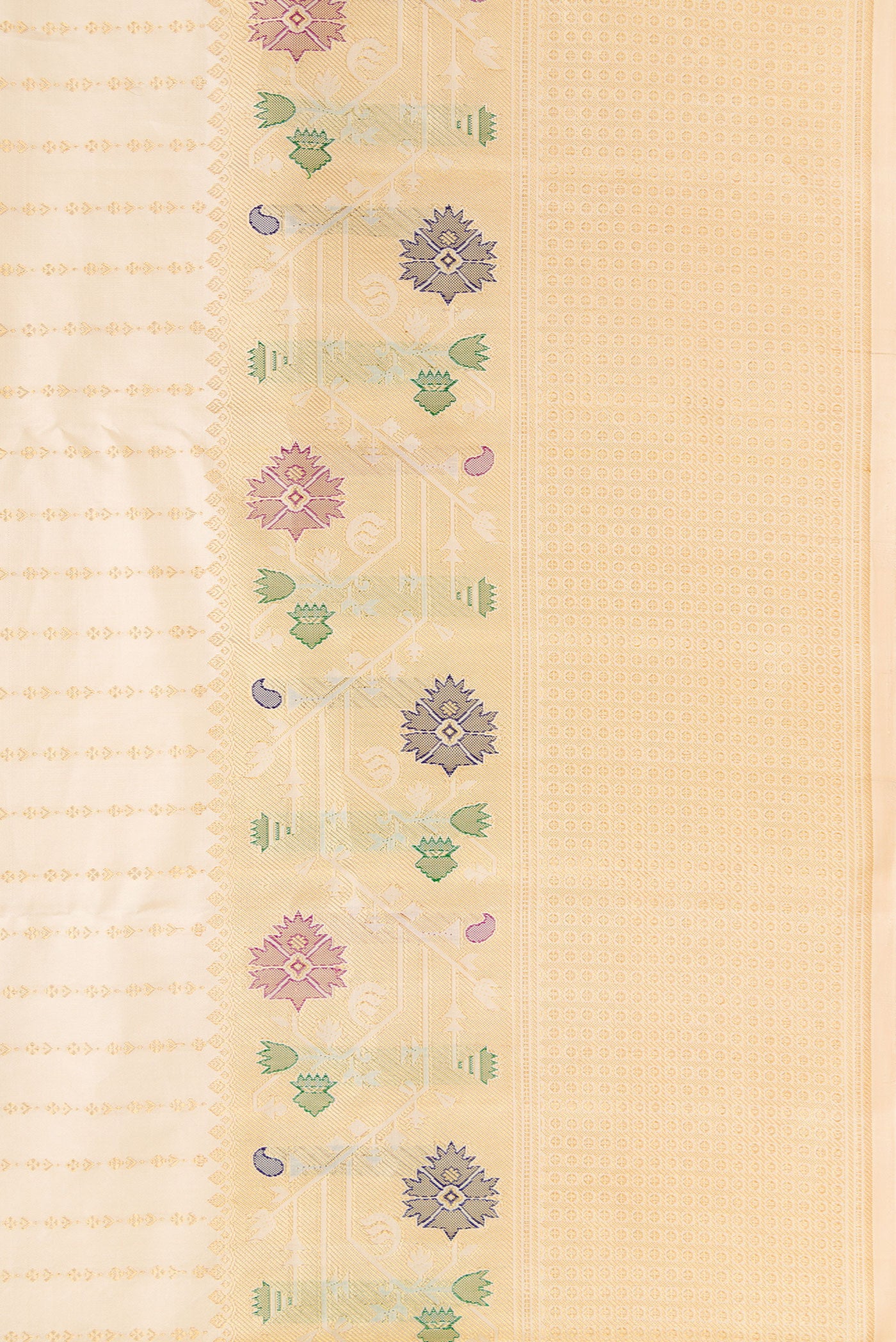 Border image of Sandal Dual Tone Kanchipuram Silk Saree with Stripes on the body and Fancy Border. 