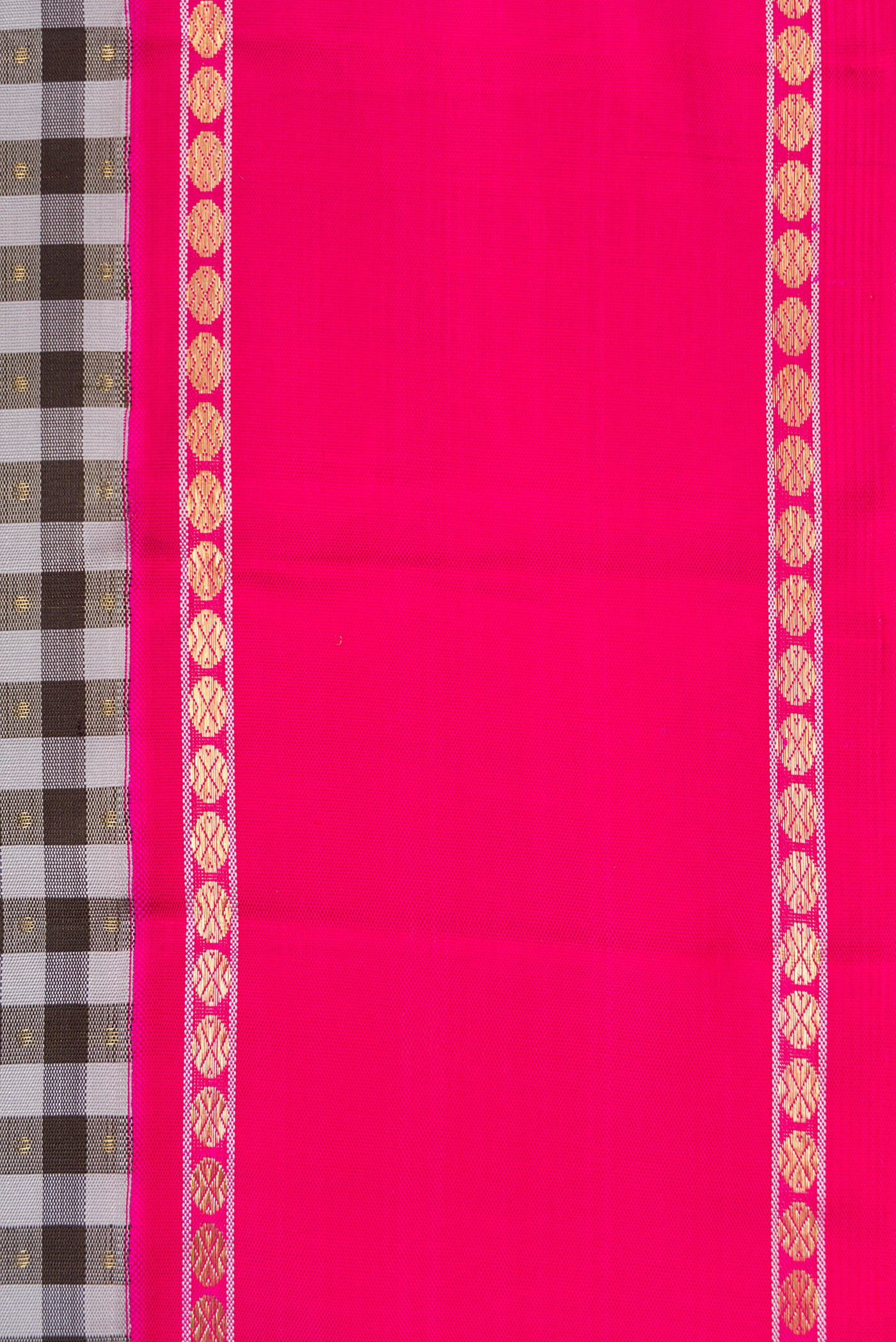Border image of Pure Silk Pure Zari Grey Dual Tone Kanjivaram Saree with Checked design on the body and Zari Border. 