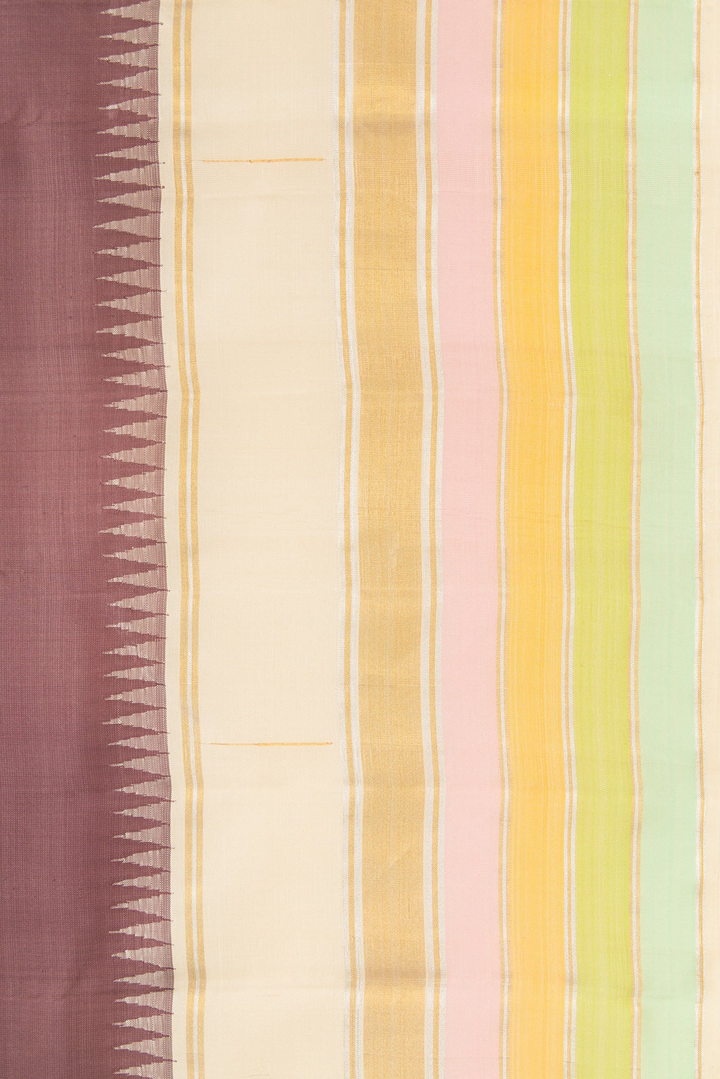 Border image of Bronze Dual Tone Kanjivaram Silk Saree with Plain Body and Zari Border. 