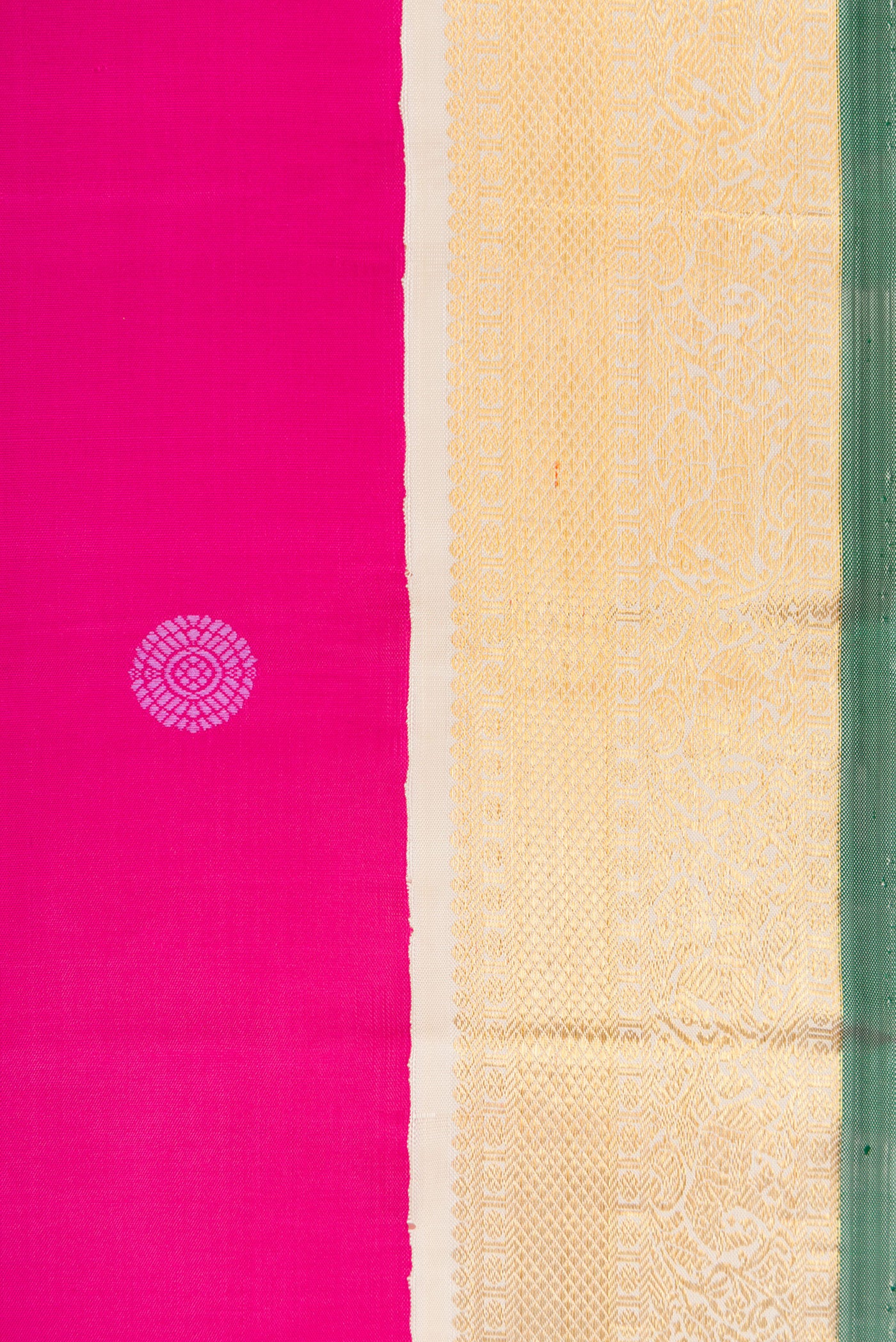 Border image of Pink Dual Tone Kanjivaram Silk Saree with Thread Butta on the body and Zari Border. 