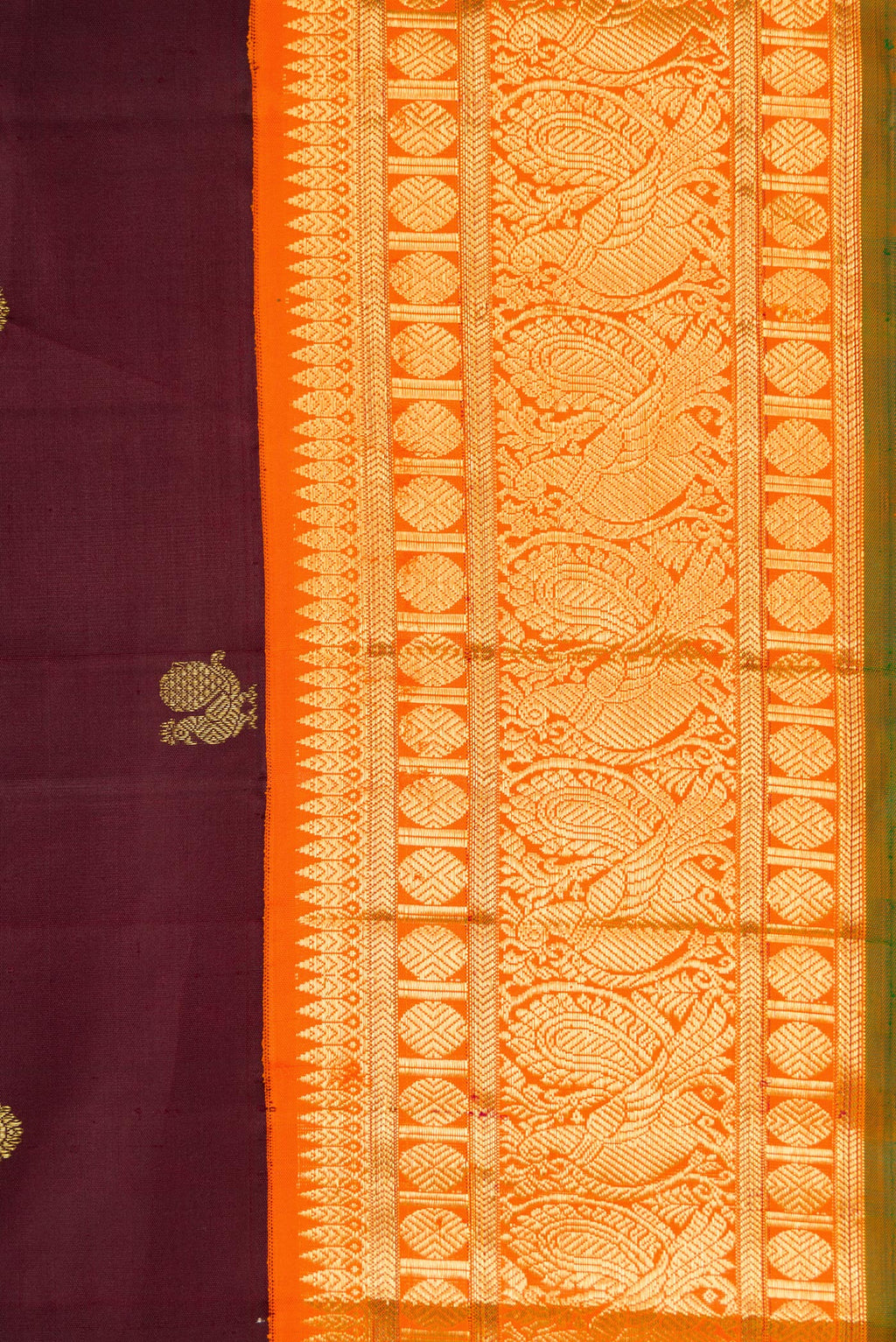 Border image of Coffee Brown Dual Tone Kanjivaram Silk Saree with Zari Butta on the body and Zari Border. 