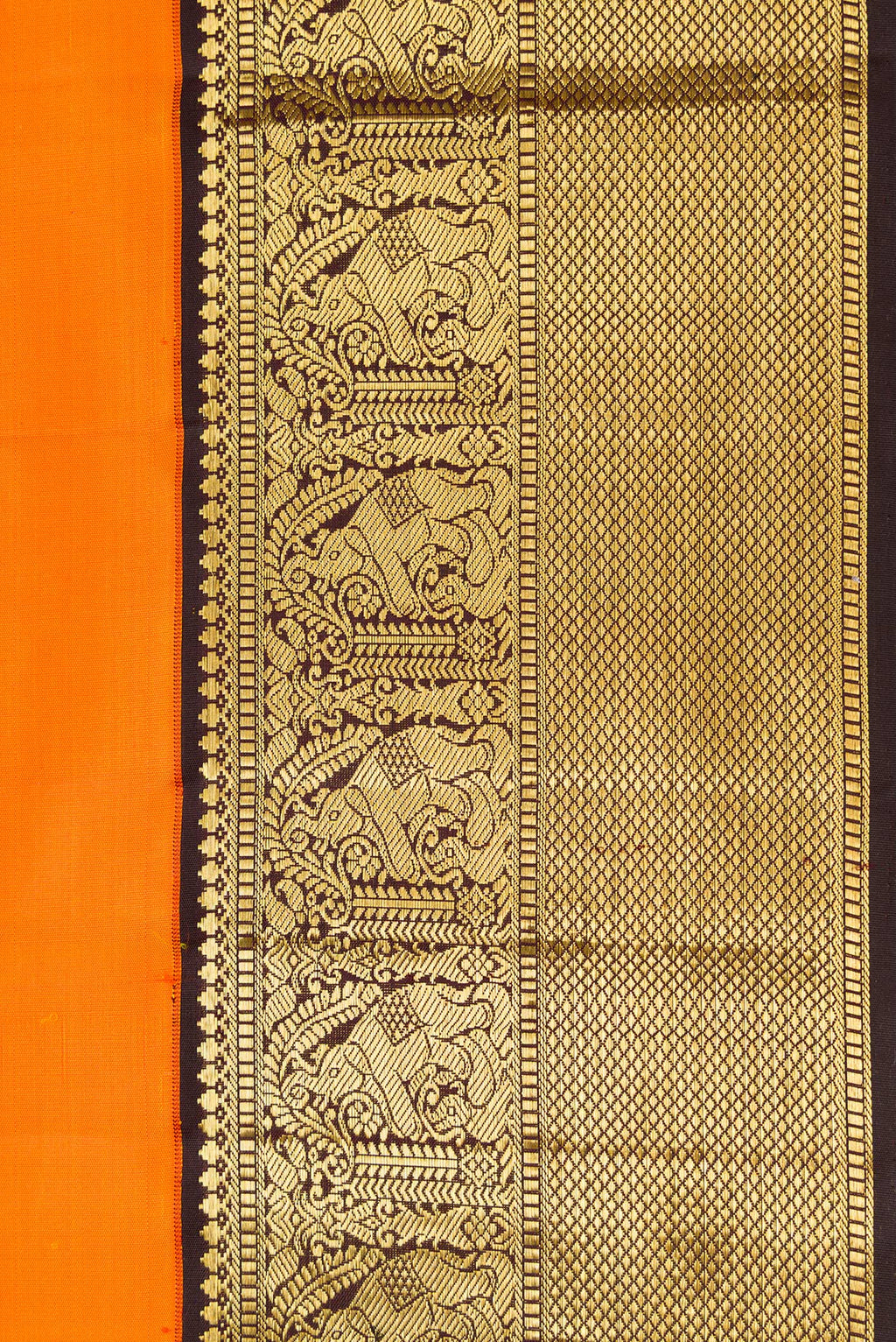 Border image of Mustard Dual Tone Kanjivaram Silk Saree with Zari Butta on the body and Zari Border. 