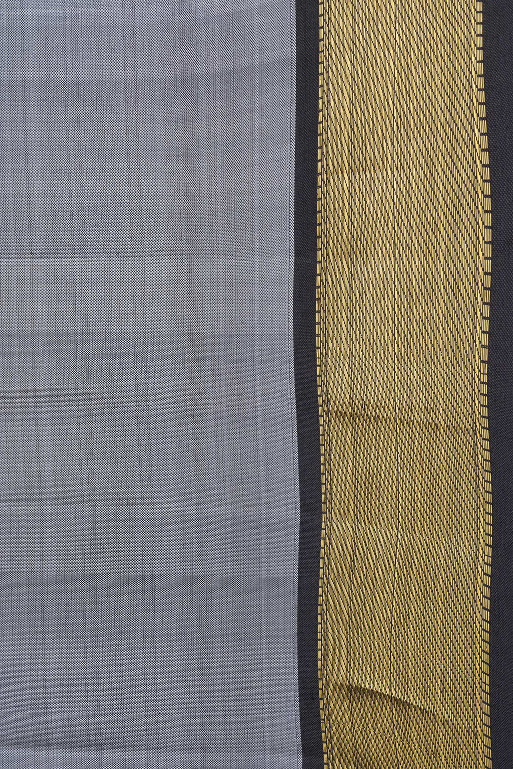 Border image of Grey Dual Tone Kanjivaram Silk Saree with Plain Body and Zari Border. 