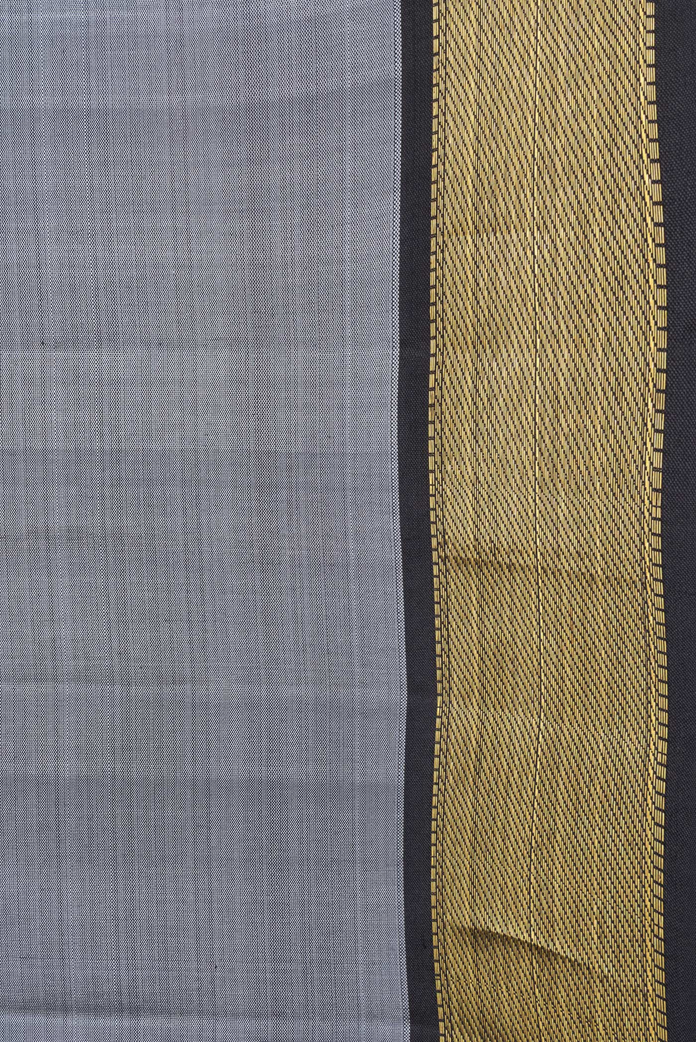 Border image of Grey Dual Tone Kanjivaram Silk Saree with Plain Body and Zari Border. 