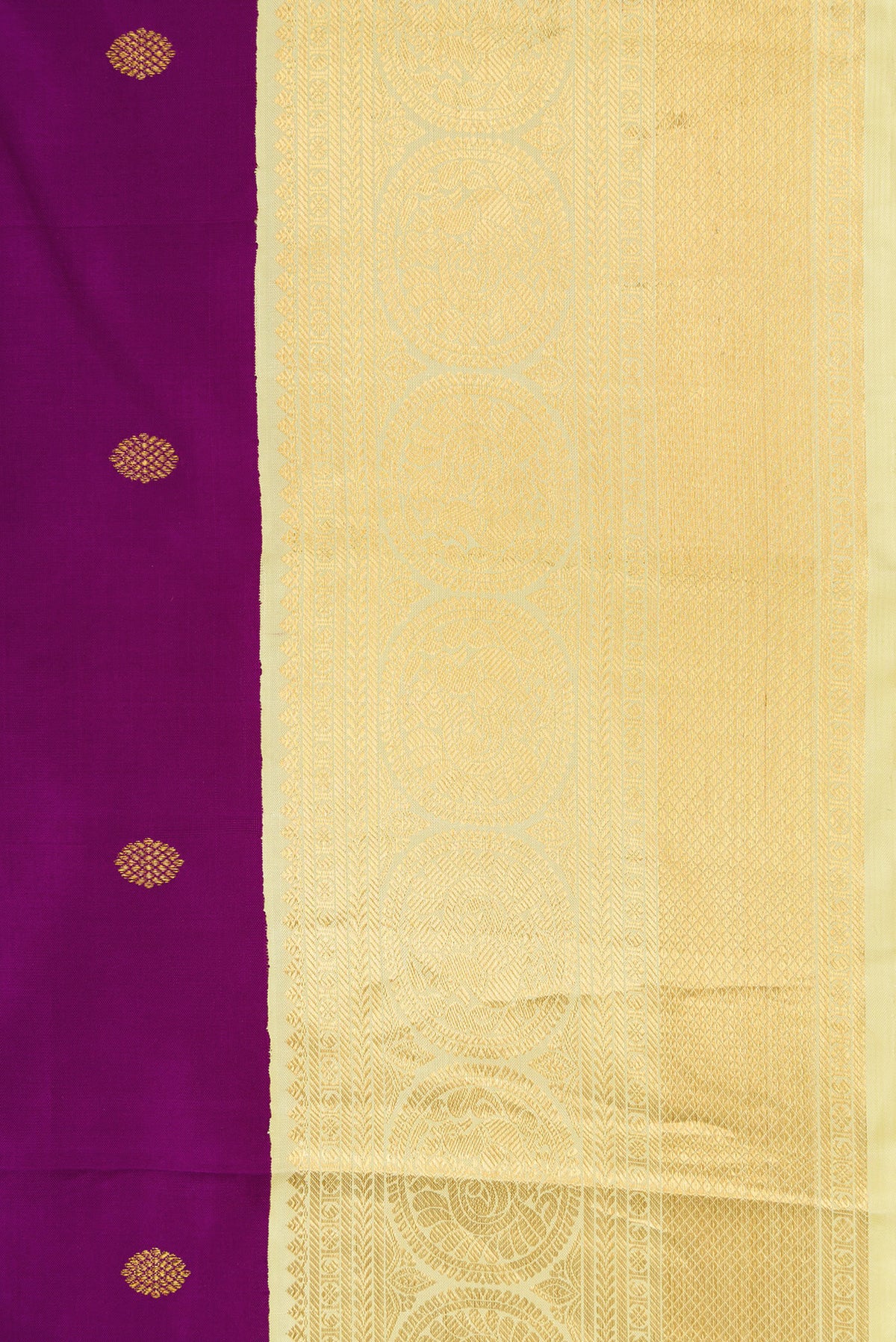 Border image of Purple Dual Tone Kanjivaram Silk Saree with Zari Butta on the body and Zari Border. 