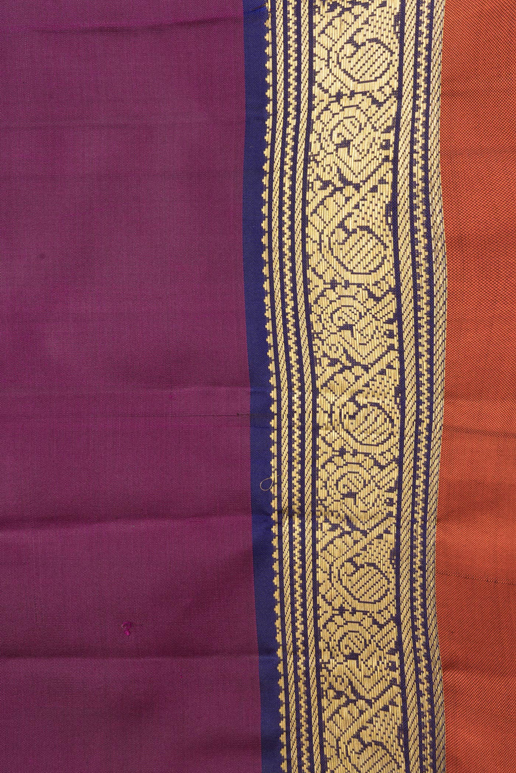 Border image of Magenta Dual Tone Kanjivaram Silk Saree with Plain Body and Zari Border. 