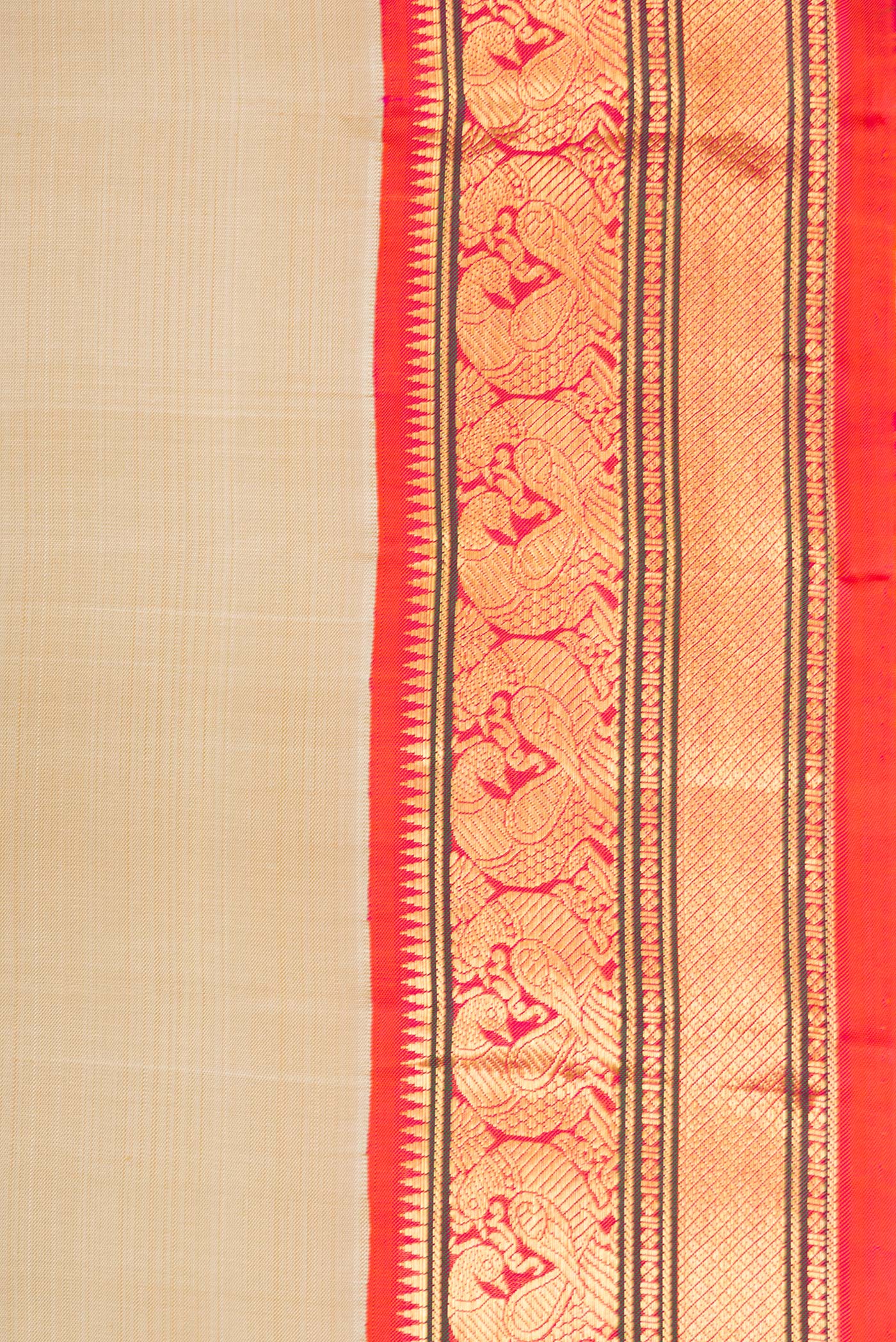 Border image of Beige Dual Tone Kanjivaram Silk Saree with Zari Butta on the body and Zari Border. 