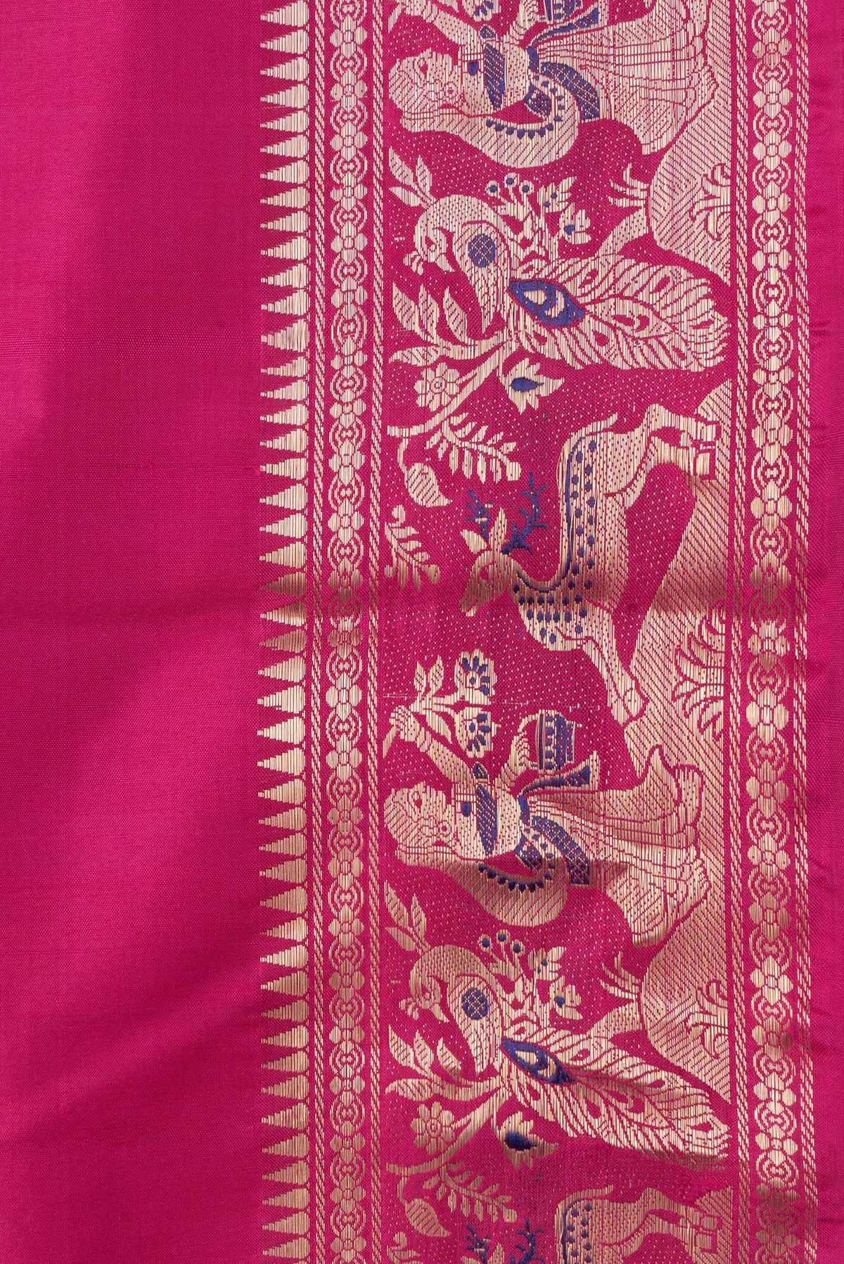 Border image of Pink Dual Tone Baluchari Silk Saree with Zari And Thread Butta on the body and Fancy Border. 
