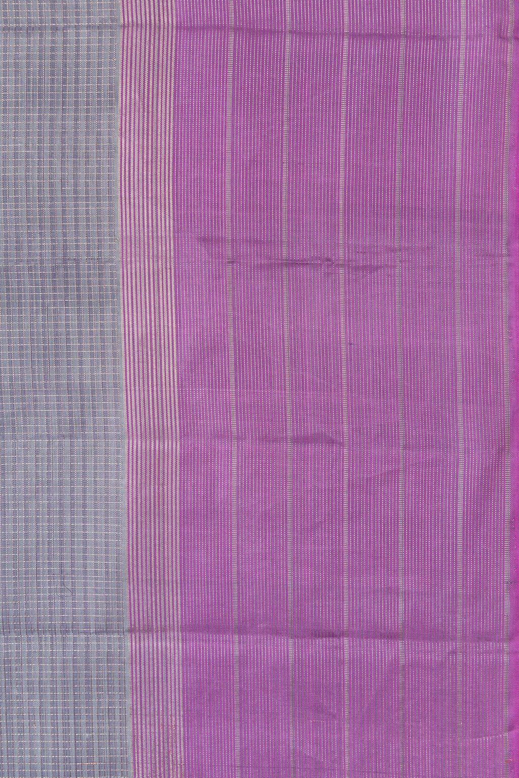 Border image of Grey Dual Tone Kanjivaram Silk Saree with Zari Butta on the body and Zari Border. 