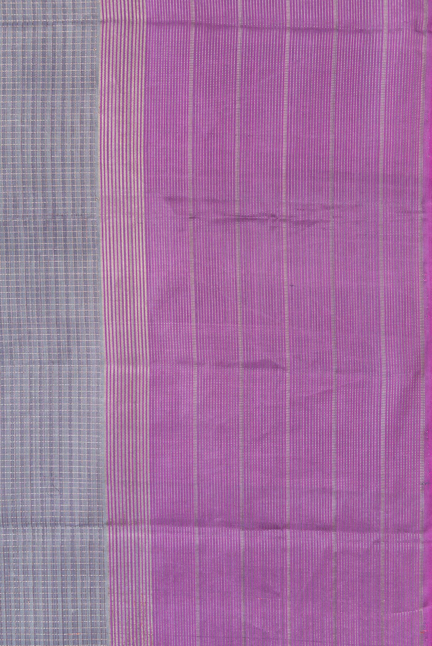 Border image of Grey Dual Tone Kanjivaram Silk Saree with Zari Butta on the body and Zari Border. 