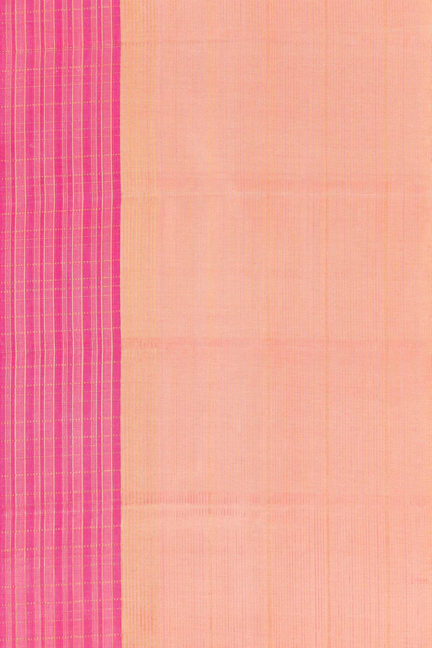 Border image of Pink Dual Tone Kanjivaram Silk Saree with Stripes on the body and Zari Border. 