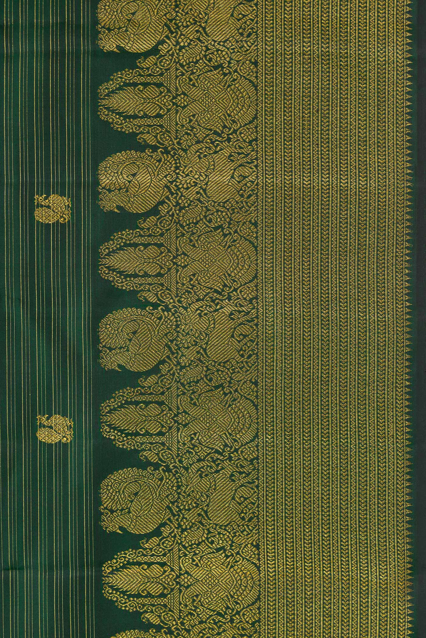 Border image of Green Dual Tone Kanchipuram Silk Saree with Zari Butta on the body and Zari Border. 