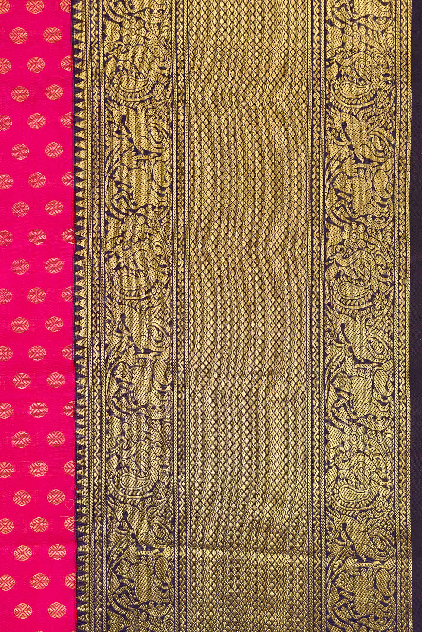 Border image of Pink Dual Tone Kanchipuram Silk Saree with Zari Butta on the body and Zari Border. 