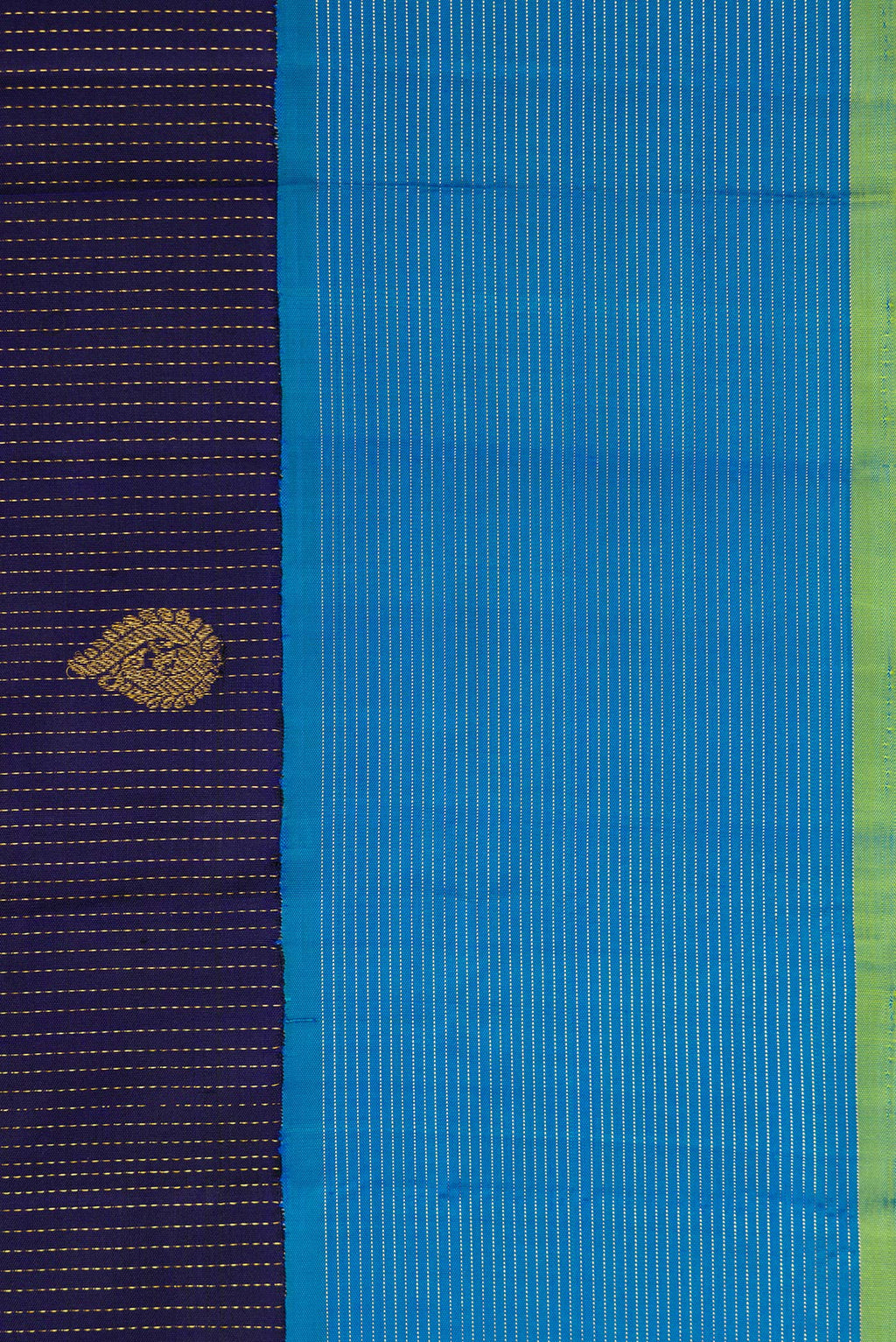 Border image of Navy Blue Dual Tone Kanjivaram Silk Saree with Zari Butta on the body and Zari Border. 