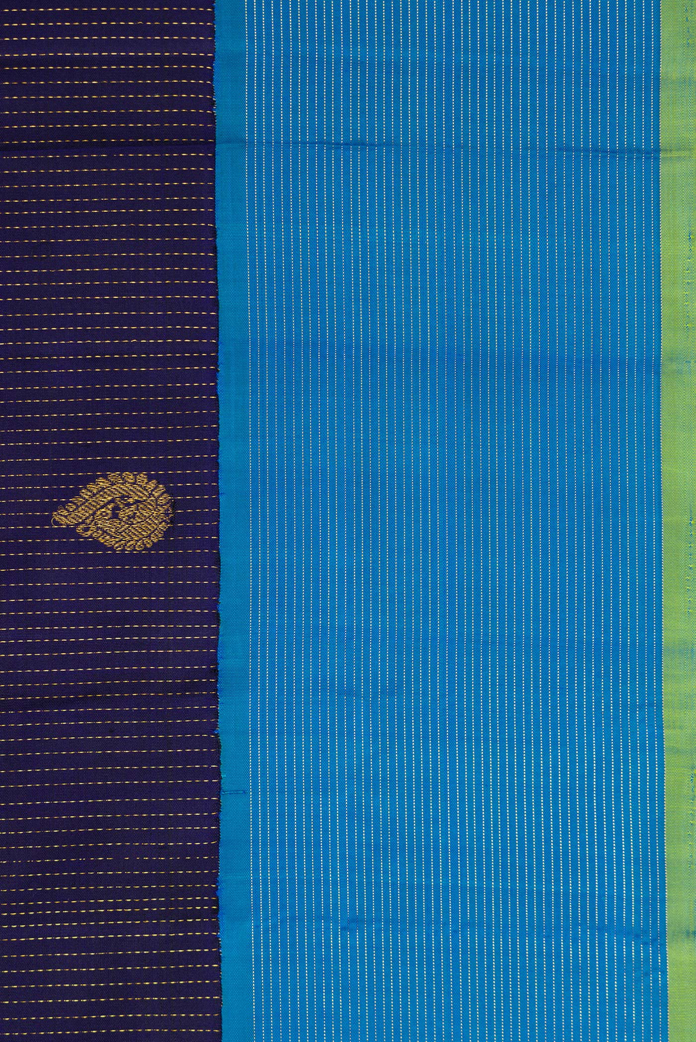 Border image of Navy Blue Dual Tone Kanjivaram Silk Saree with Zari Butta on the body and Zari Border. 