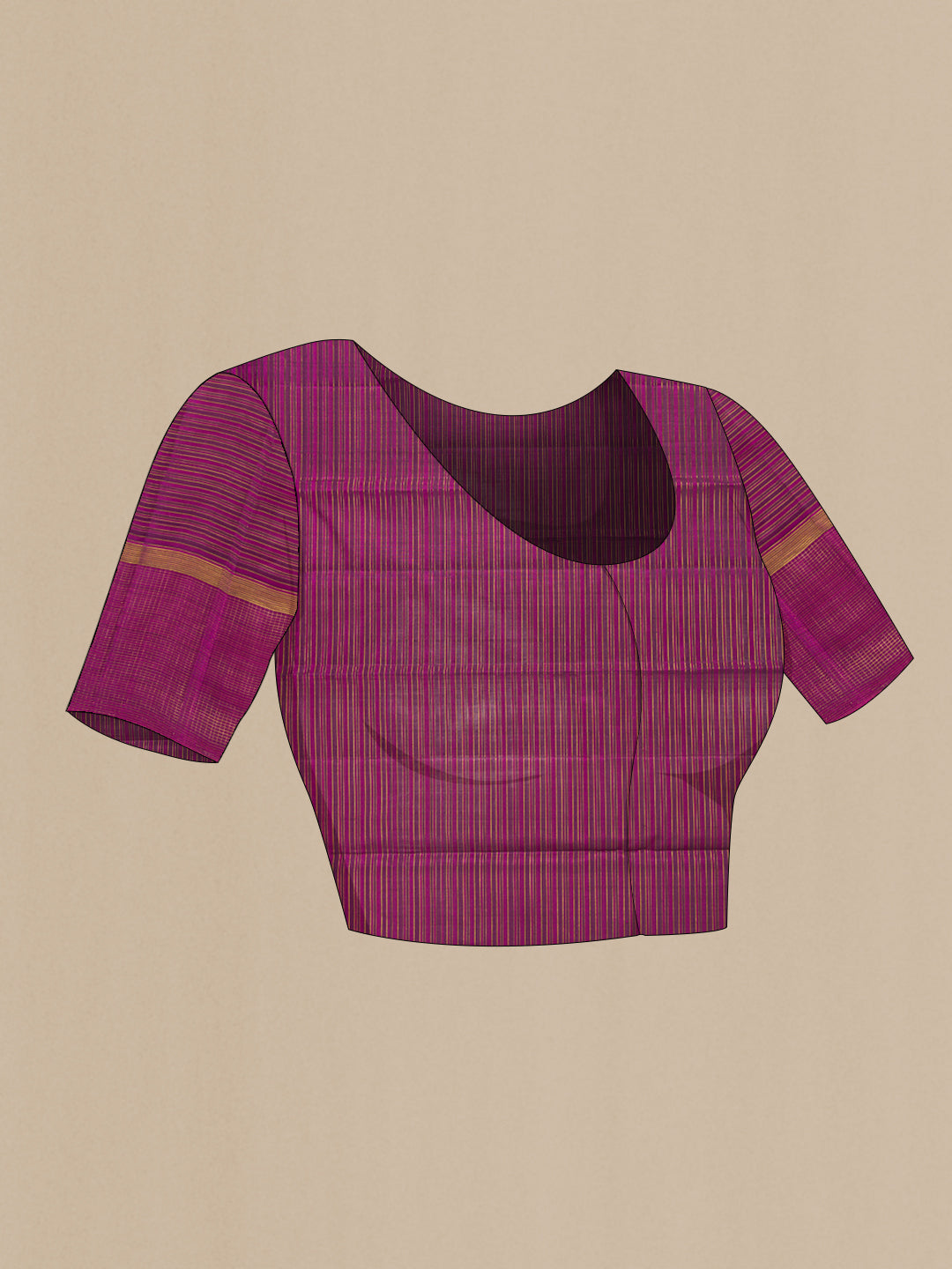 Close up image of the blouse of Bottle Green Dual Tone Kanjivaram Silk Saree with Checked design on the body and Zari Border. 