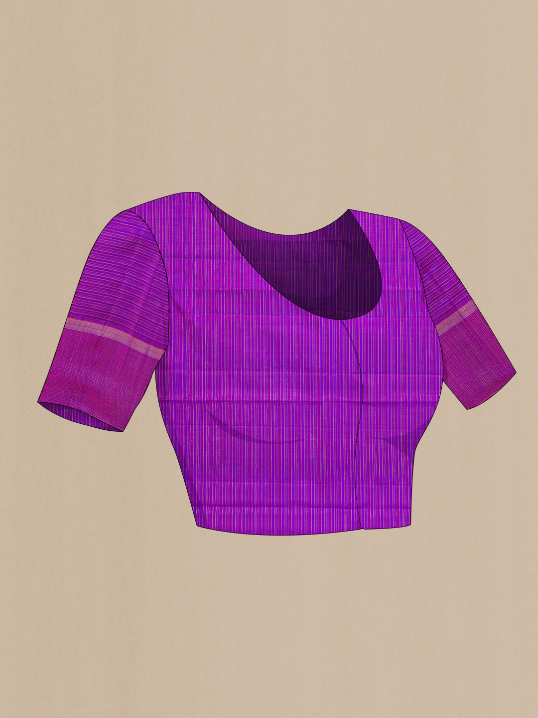 Close up image of the blouse of Blue Dual Tone Kanjivaram Silk Saree with Checked design on the body and Zari Border. 