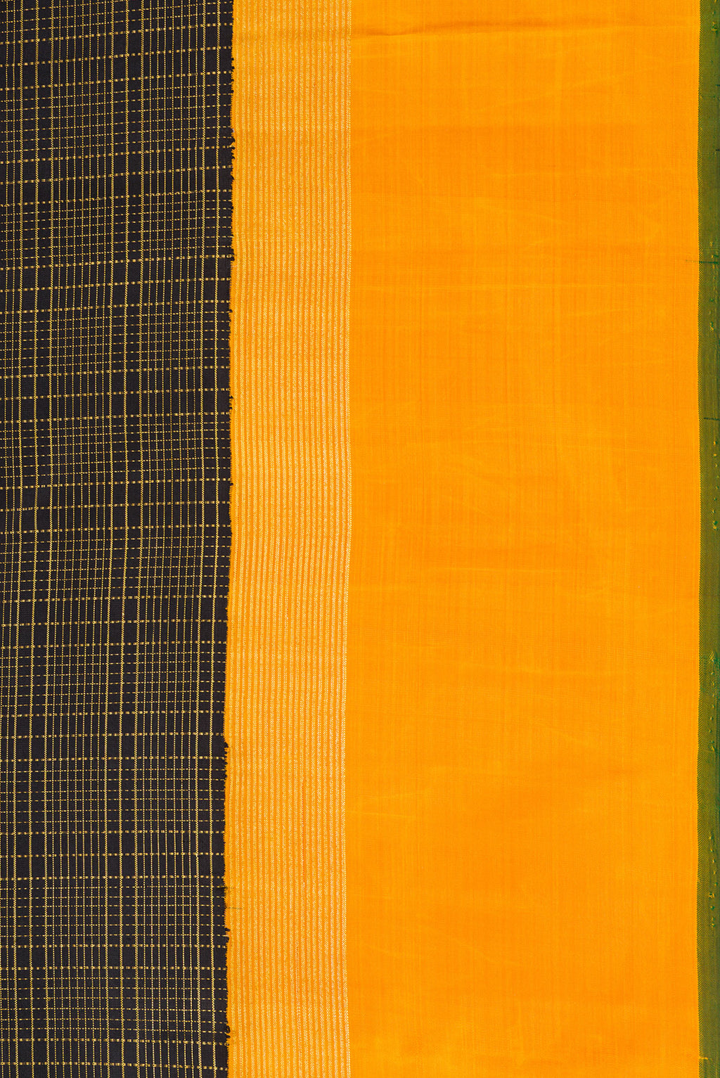 Border image of Black Dual Tone Kanjivaram Silk Saree with Checked design on the body and Zari Border. 