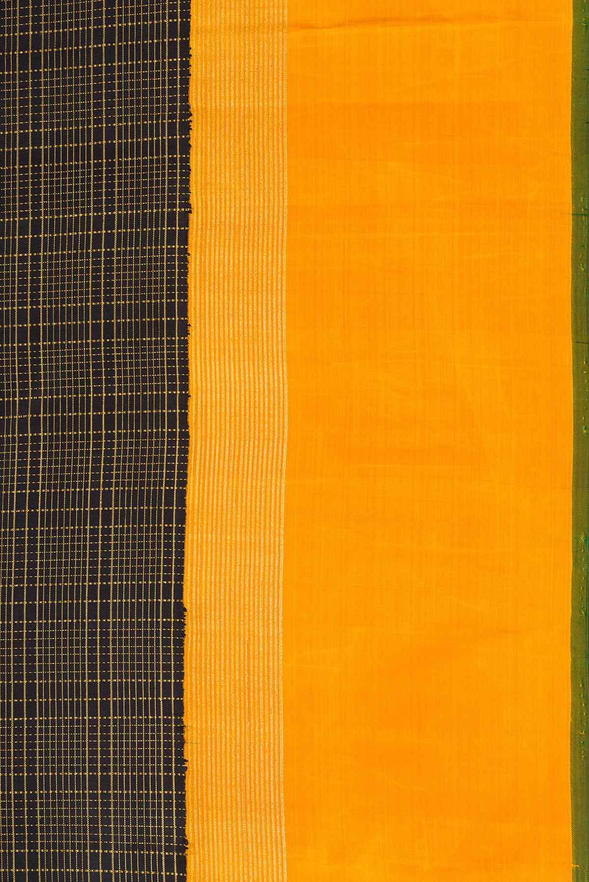 Border image of Black Dual Tone Kanjivaram Silk Saree with Checked design on the body and Zari Border. 