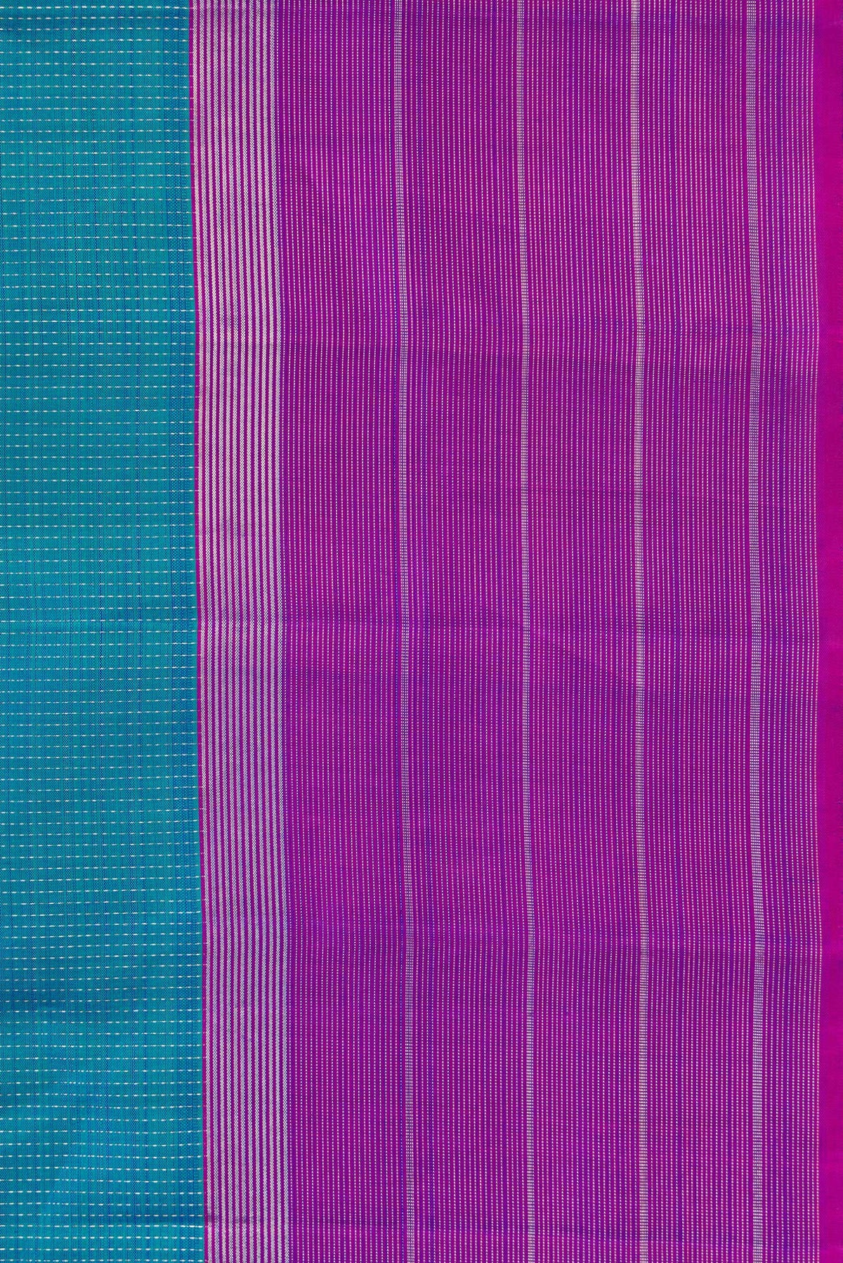 Border image of Peacock Blue Dual Tone Kanjivaram Silk Saree with Zari Butta on the body and Zari Border. 